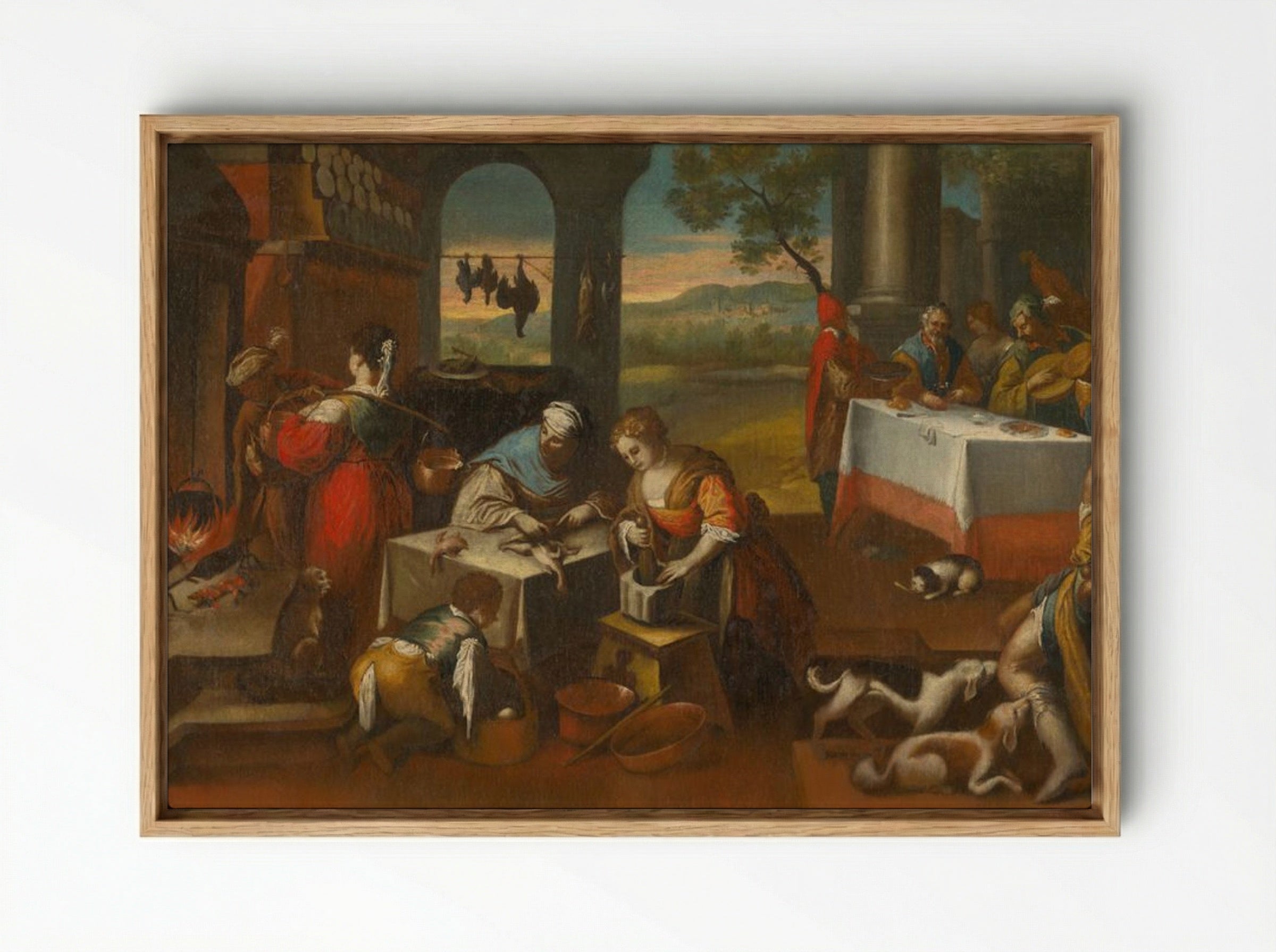 Kitchen Scene - Vincenzo Campi - Framed Canvas Wood