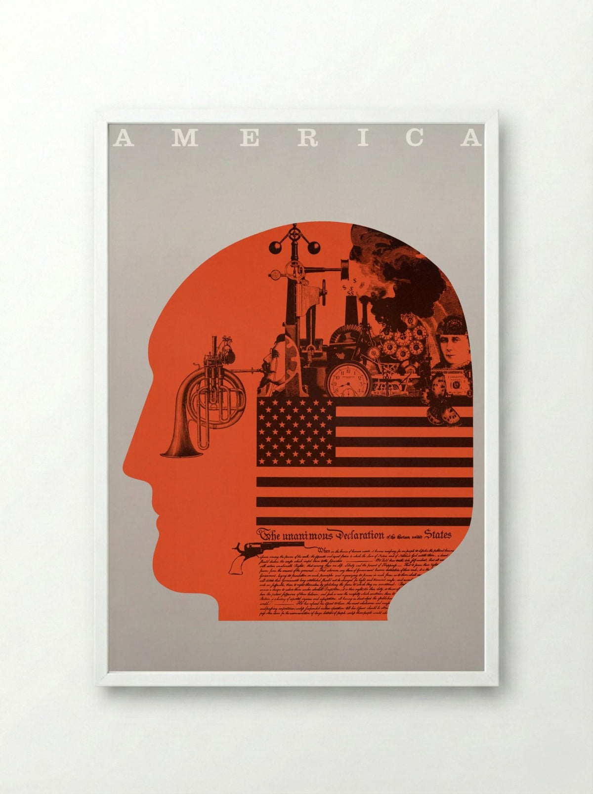 America: The Unanimous Declaration of the Thirteen United States - Fine Art Print - Framed Print White