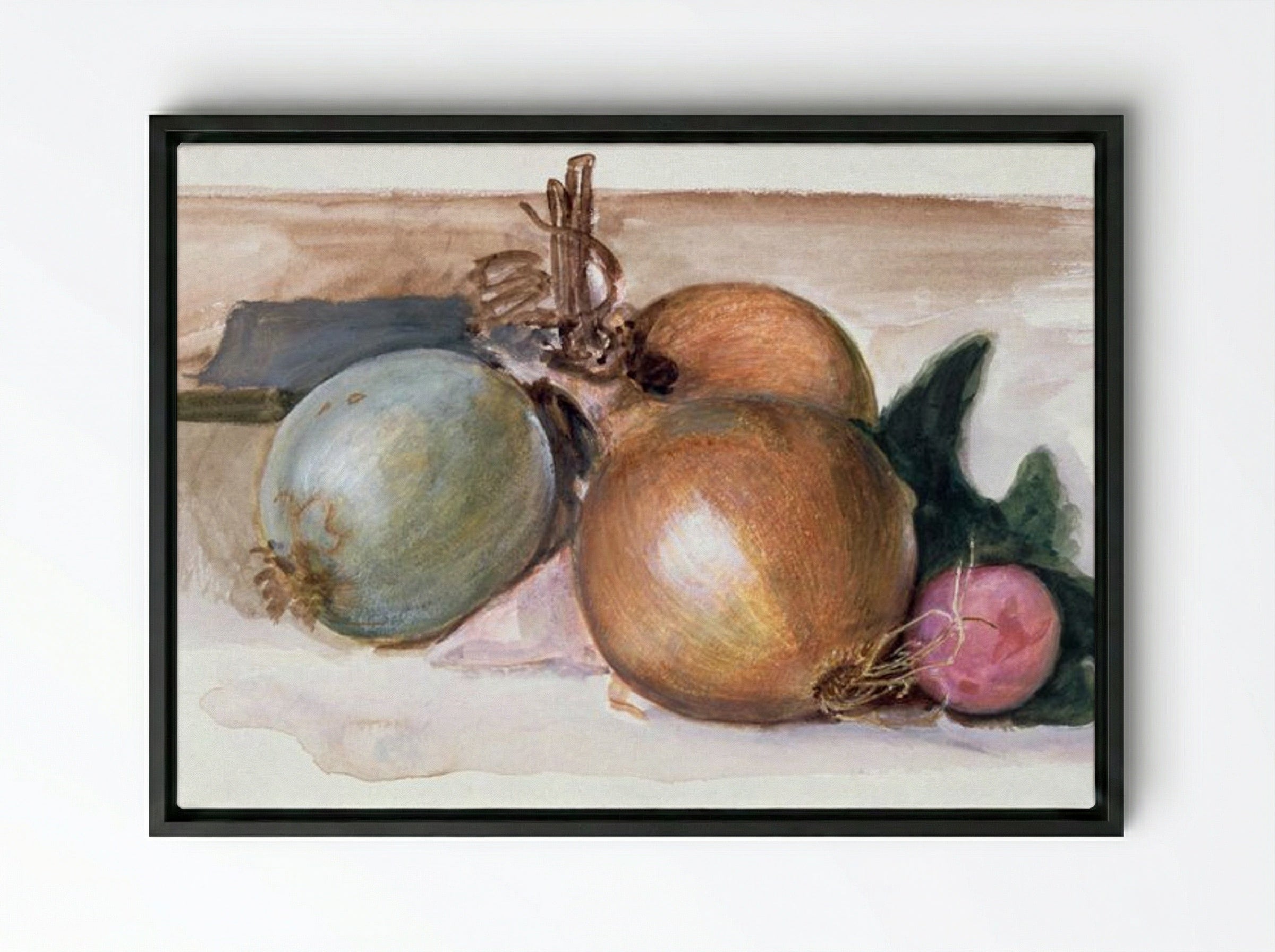 Still-Life - Study of Onions - Edward Burne-Jones - Framed Canvas Black