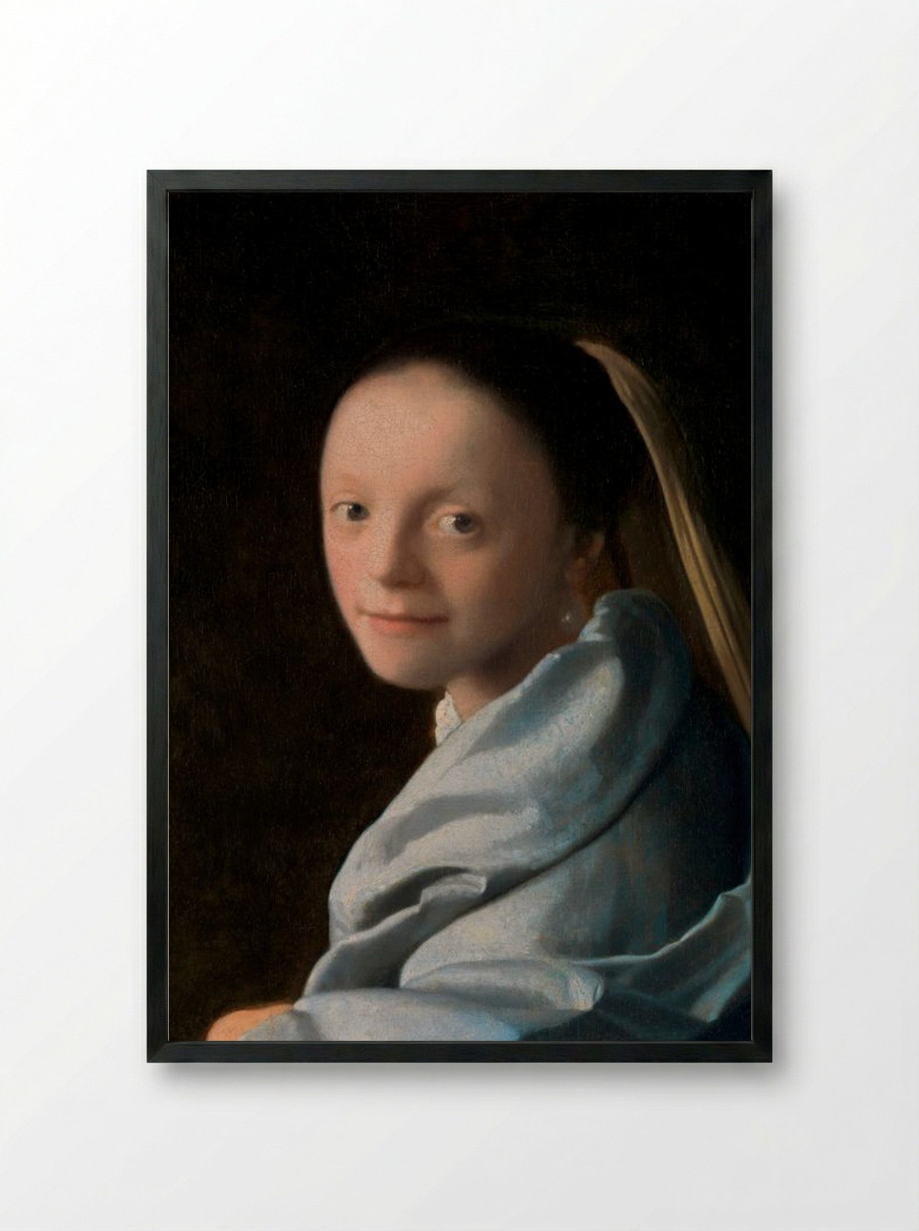 Study of a Young Woman - Johannes Vermeer - Framed Print Black
