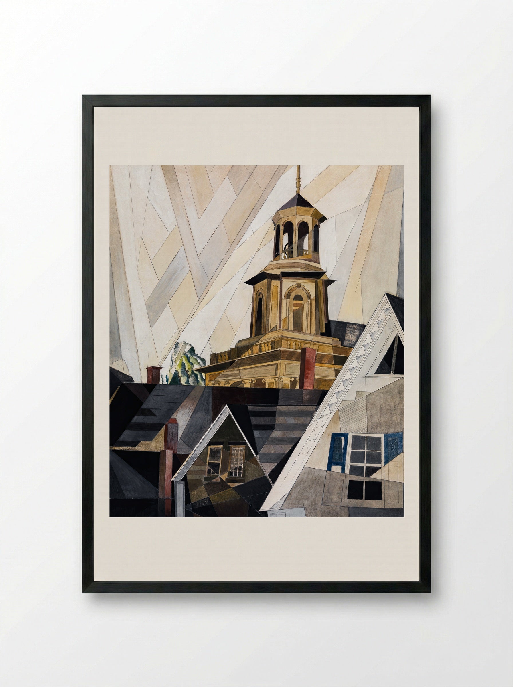 After Sir Christopher Wren (Church Tower) - Charles Demuth - Framed Print Black