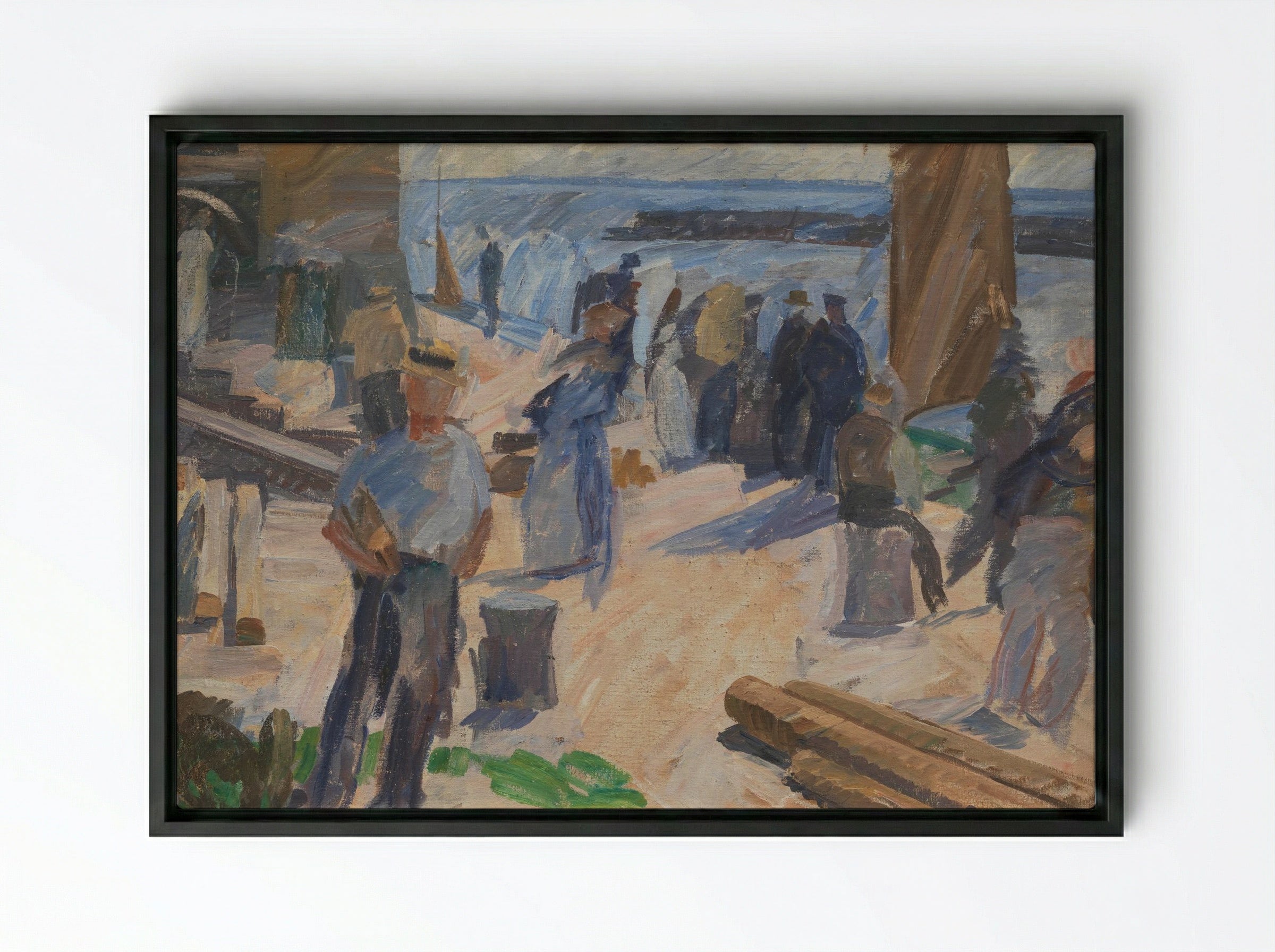 The Mail Boat is Coming, Christianshavn - Edvard Weie - Framed Canvas Black
