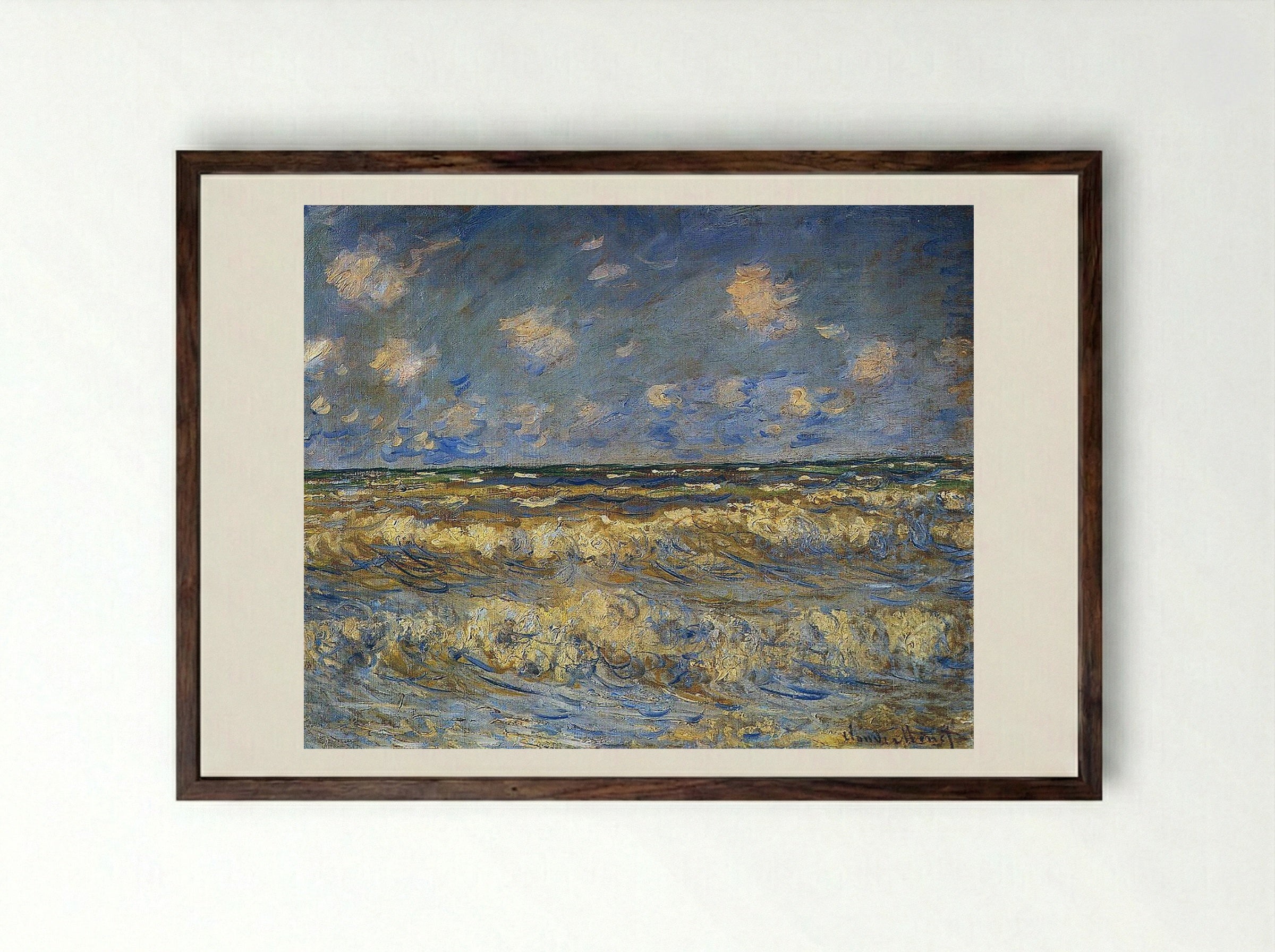 Rough Sea - Henri Moret - Framed Print Dark Wood