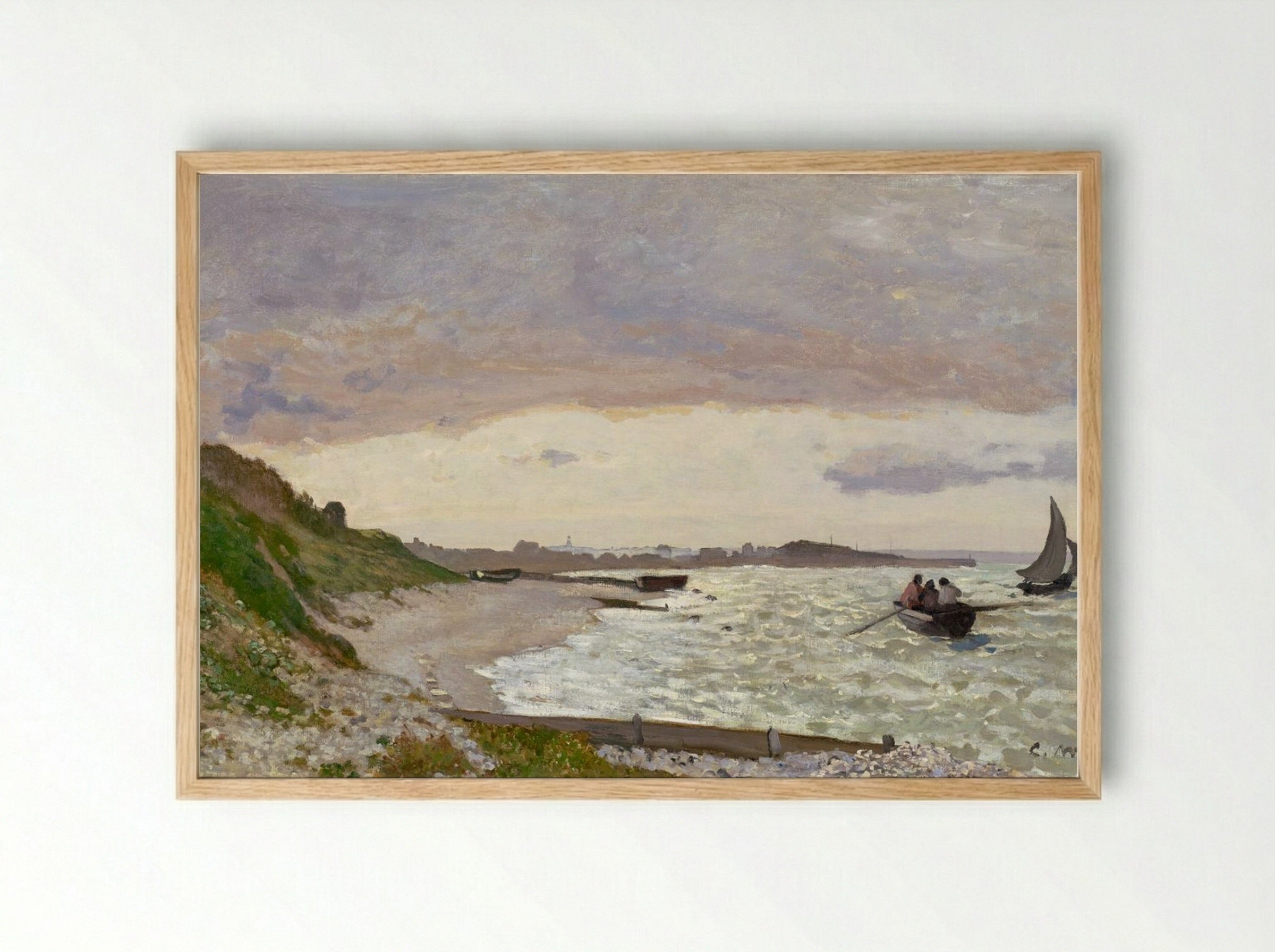 The Seashore at Sainte-Adresse - Claude Monet - Framed Print Wood