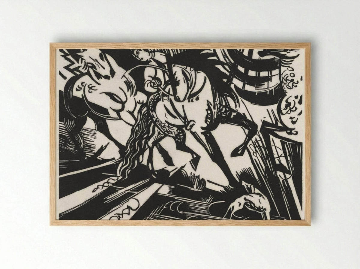 The Riding School - Franz Marc - Framed Print Wood