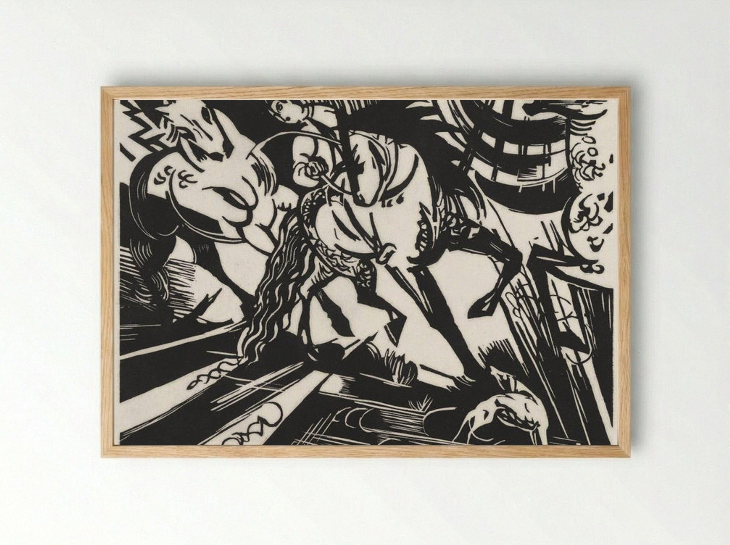 The Riding School - Franz Marc - Framed Print Wood