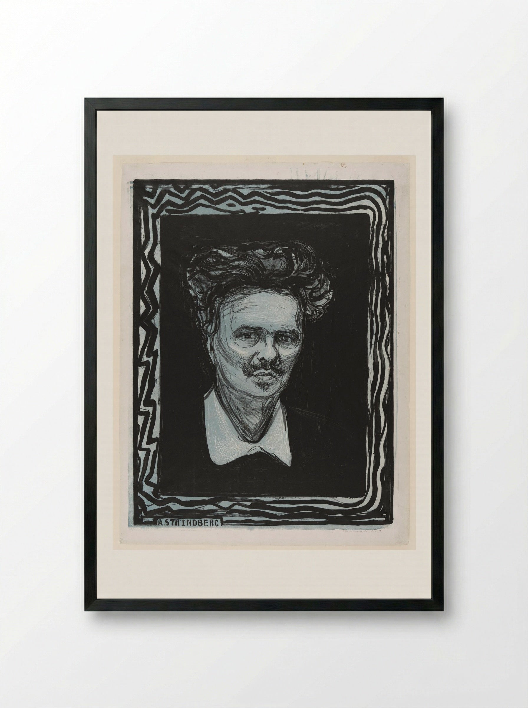 August Strindberg - Edvard Munch - Framed Print Black