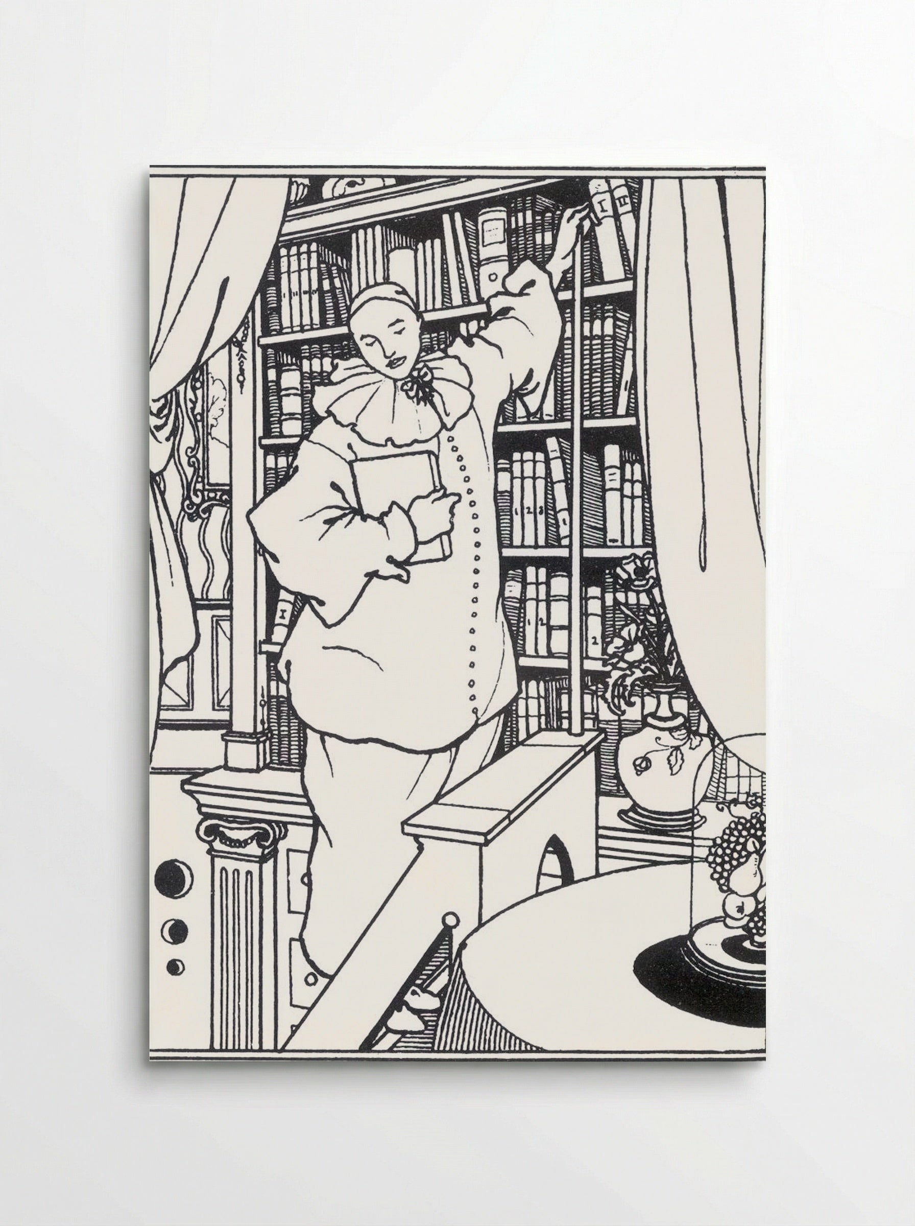 Pierrot in a Library - Aubrey Beardsley - Poster