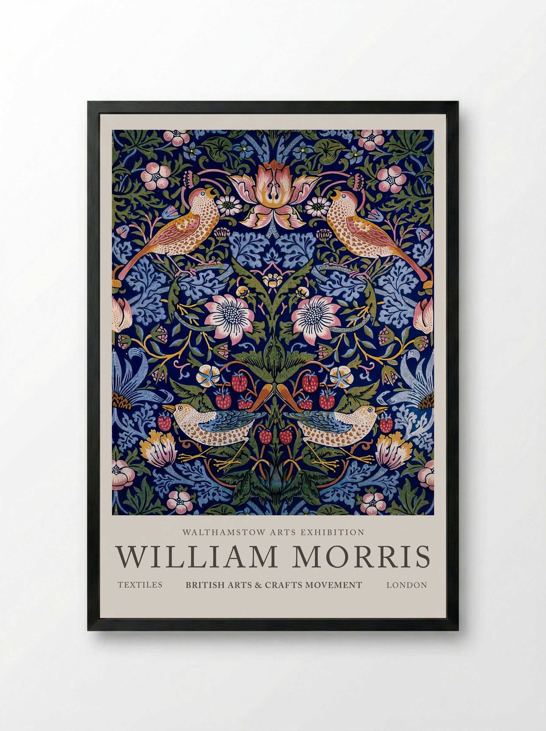 Strawberry Thief - William Morris - Framed Print Black