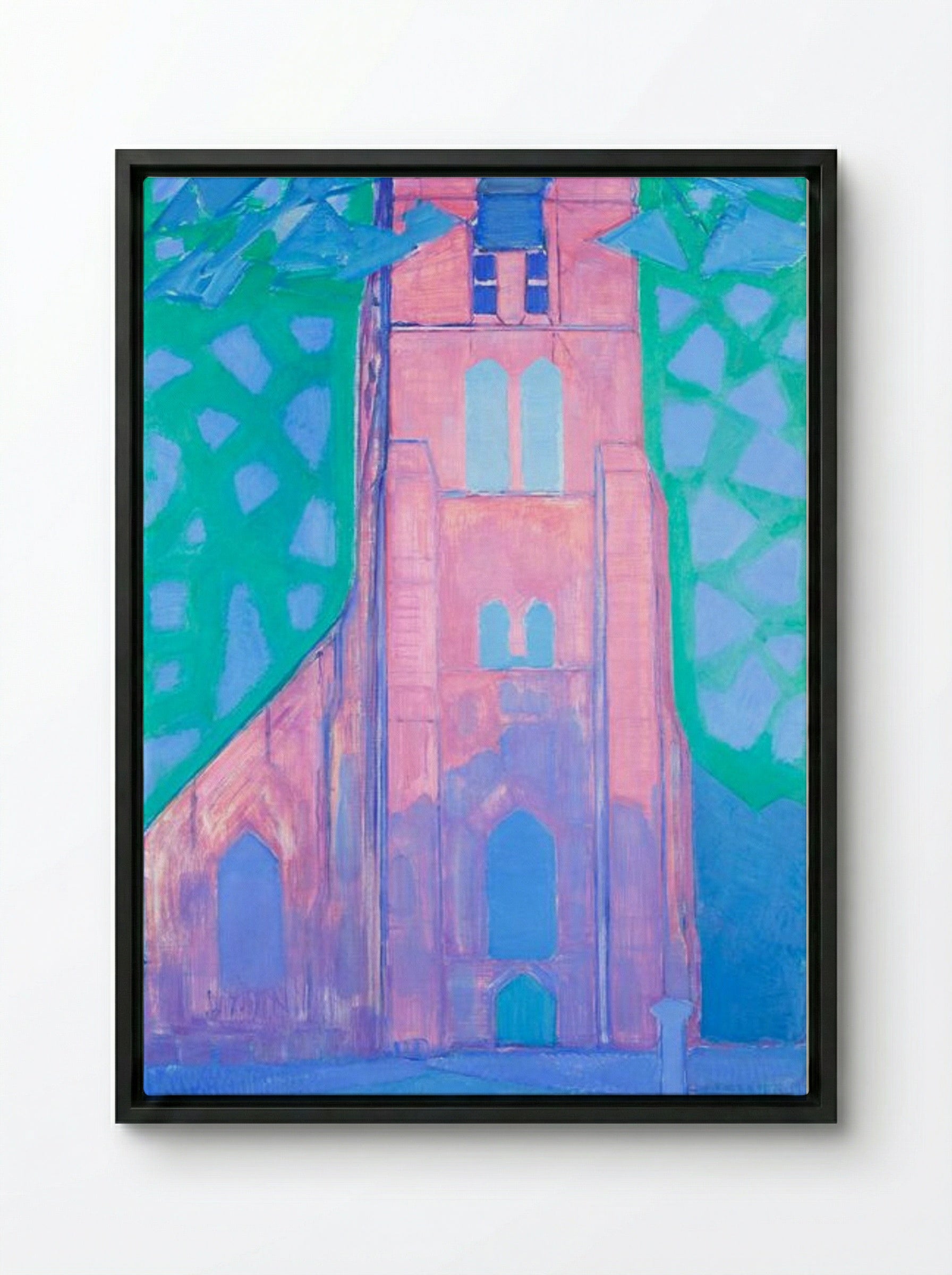 Church Tower at Domburg - Piet Mondrian - Framed Canvas Black