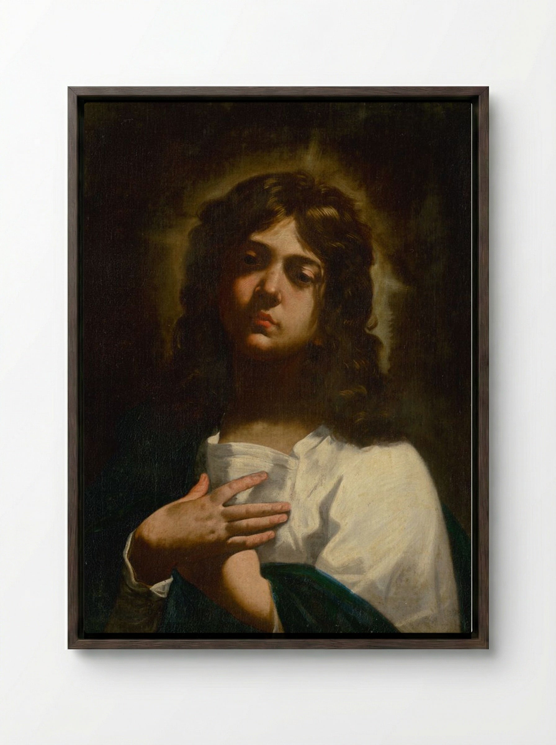 Saint John the Evangelist - Guido Reni - Framed Canvas Dark Wood