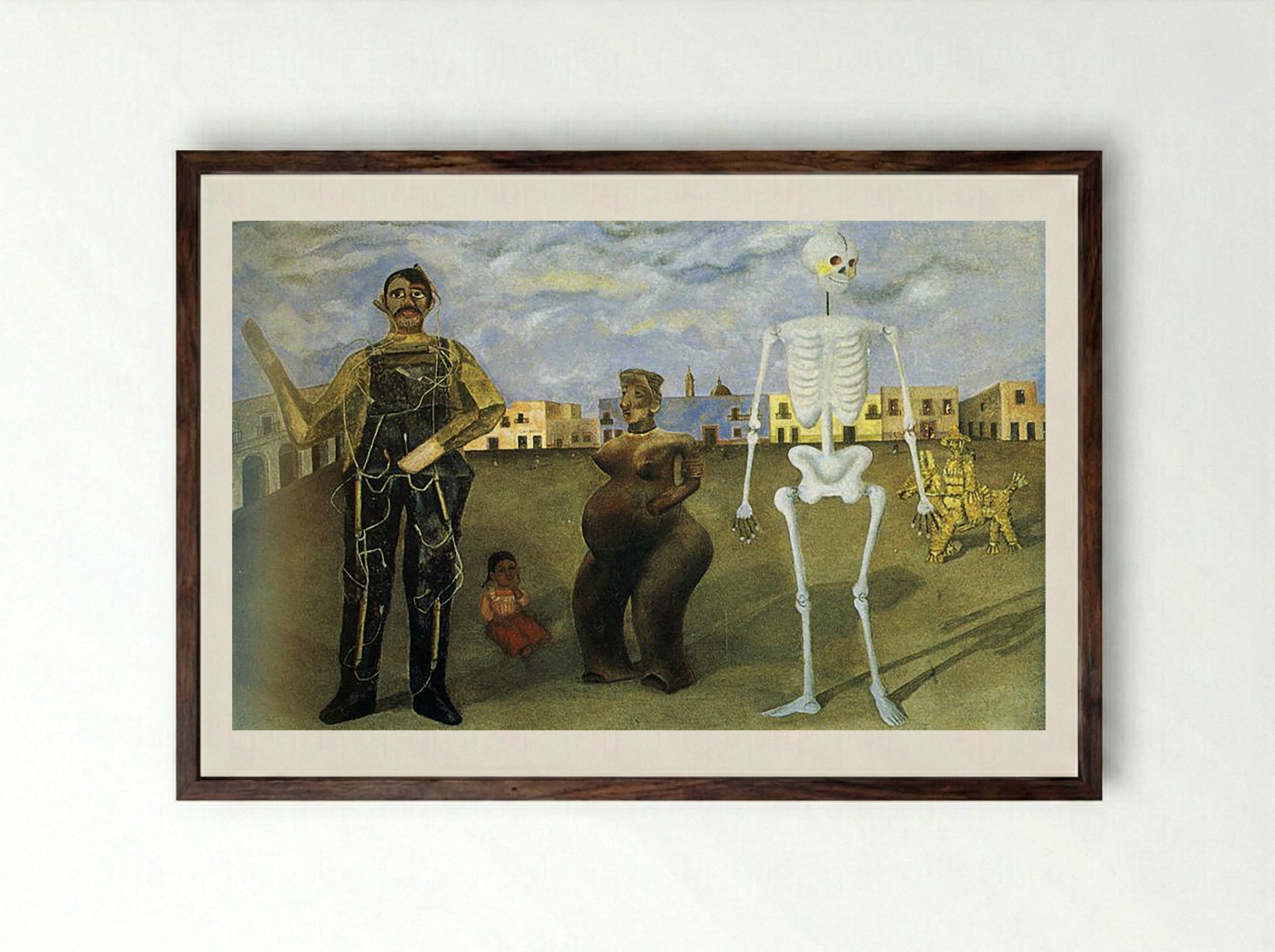 Four Inhabitants of Mexico - Frida Kahlo - Framed Print Dark Wood