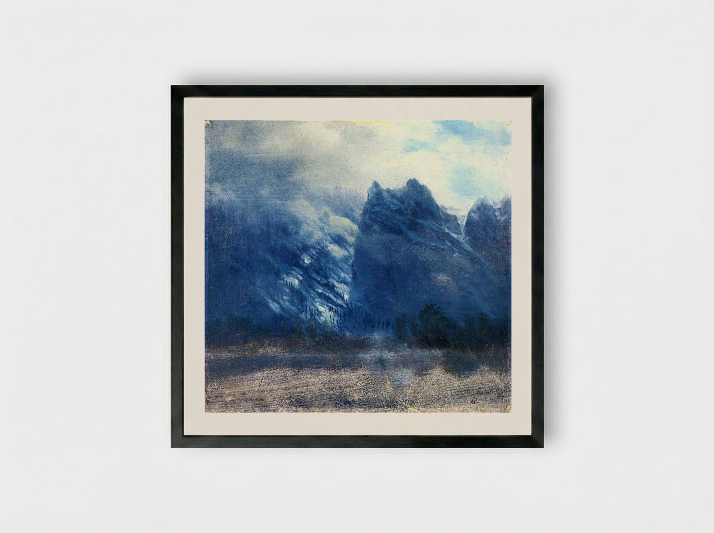 Yosemite Valley Twin Peaks - Albert Bierstadt - Framed Print Black