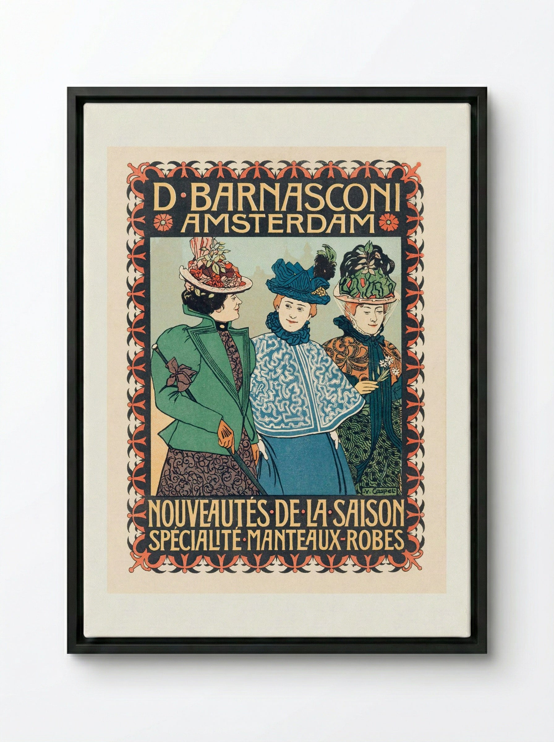 Advertentie van kledingzaak D. Barnasconi in Amsterdam - Johann Georg van Caspel - Framed Canvas Black