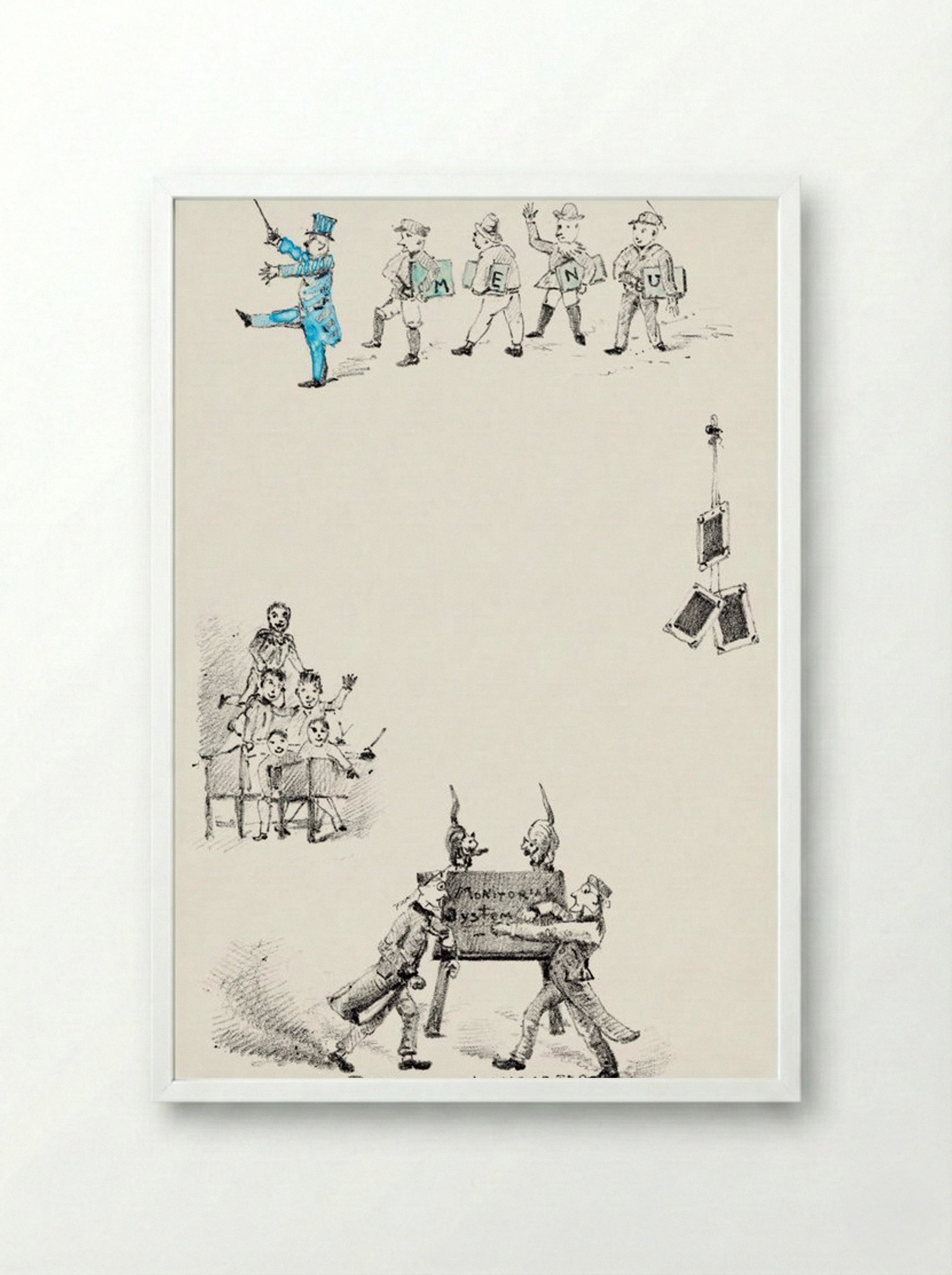 Menu Card with Teachers and Students - Theo van Hoytema - Framed Print White