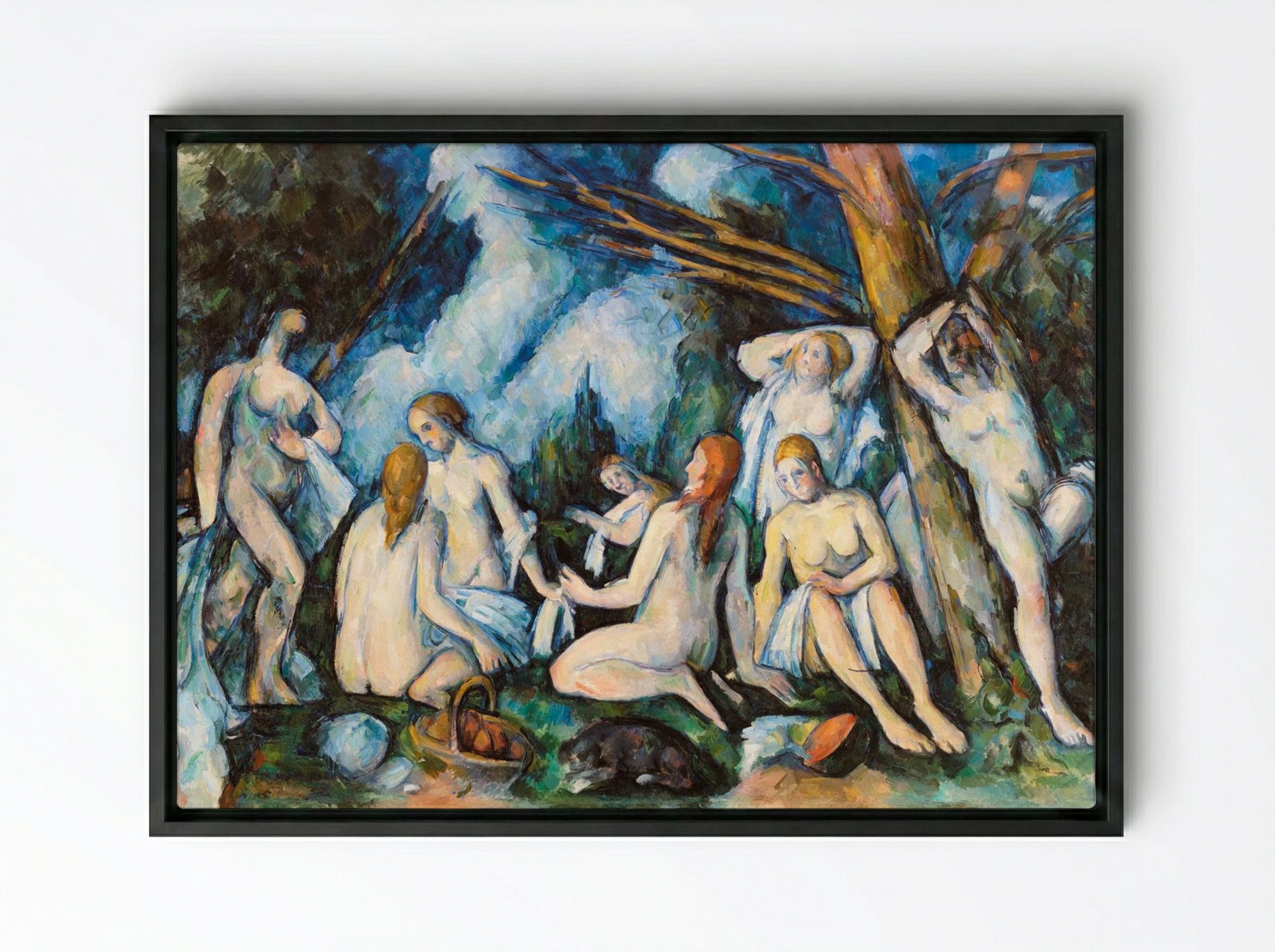 The Large Bathers (Les Grandes Baigneuses) - Paul Cézanne - Framed Canvas Black