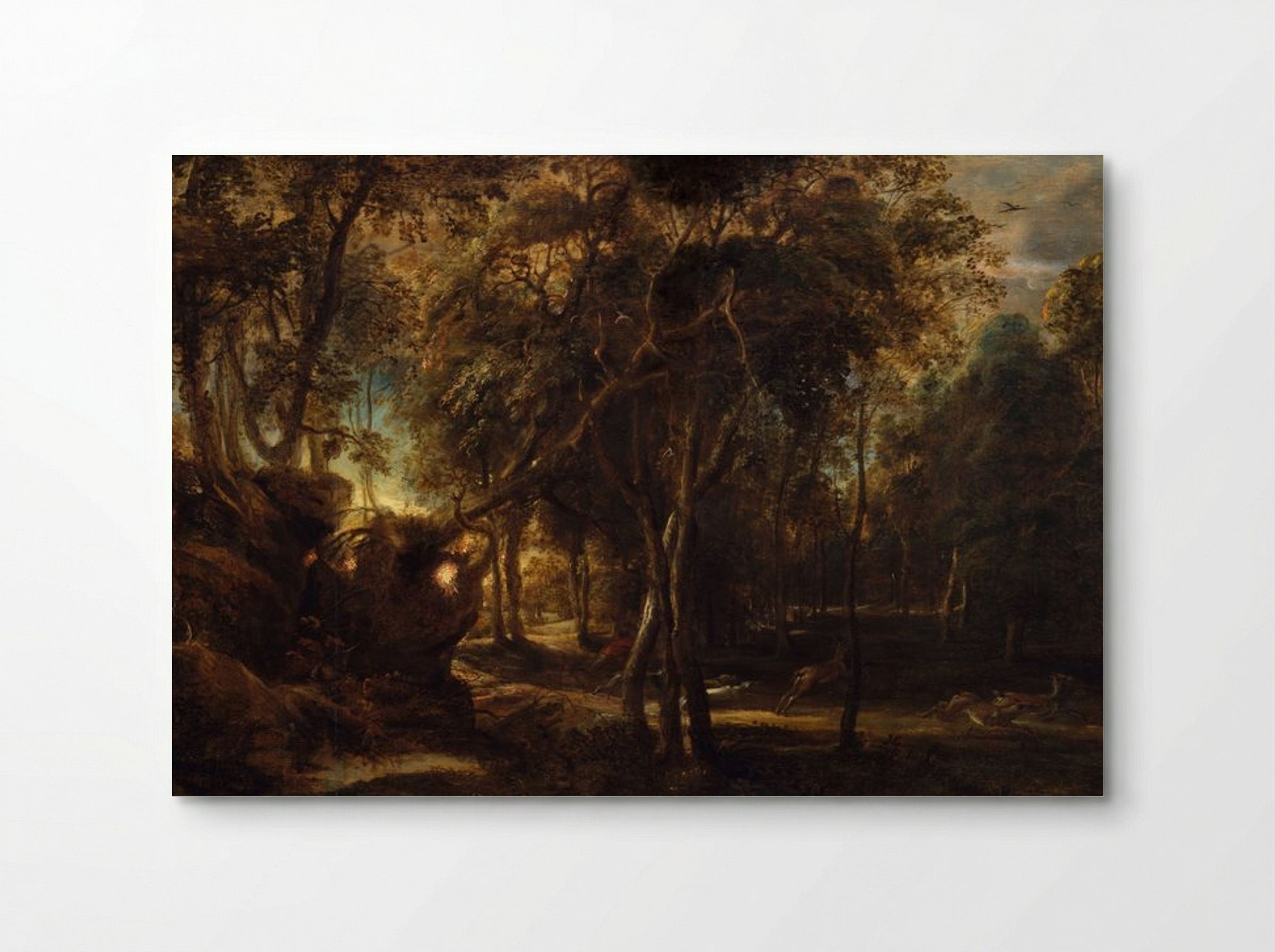 A Forest at Dawn with a Deer Hunt - Peter Paul Rubens - Poster
