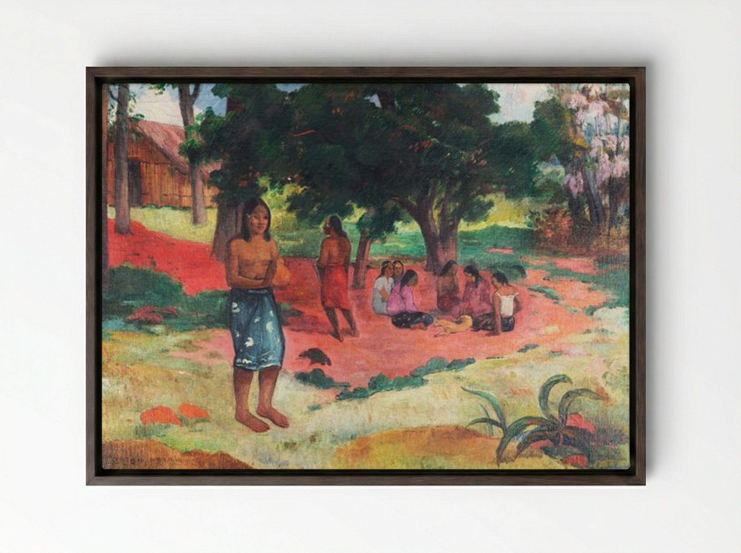 Whispered Words (Parau Parau) - Paul Gauguin - Framed Canvas Dark Wood