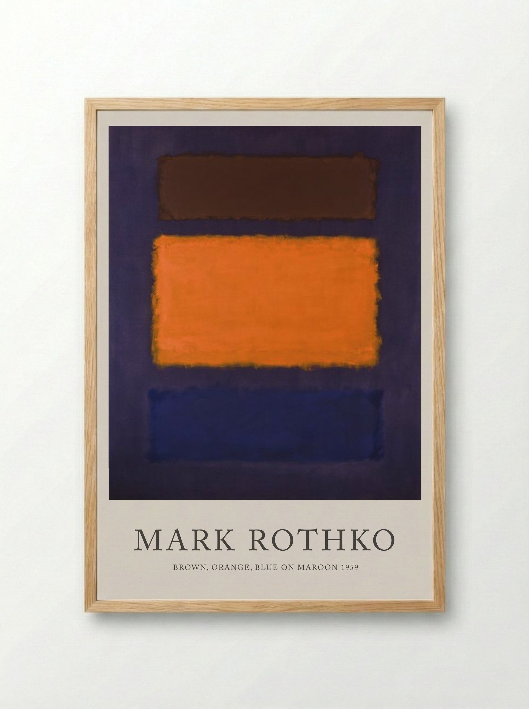Brown, Orange, Blue on Maroon - Mark Rothko - Framed Print Wood
