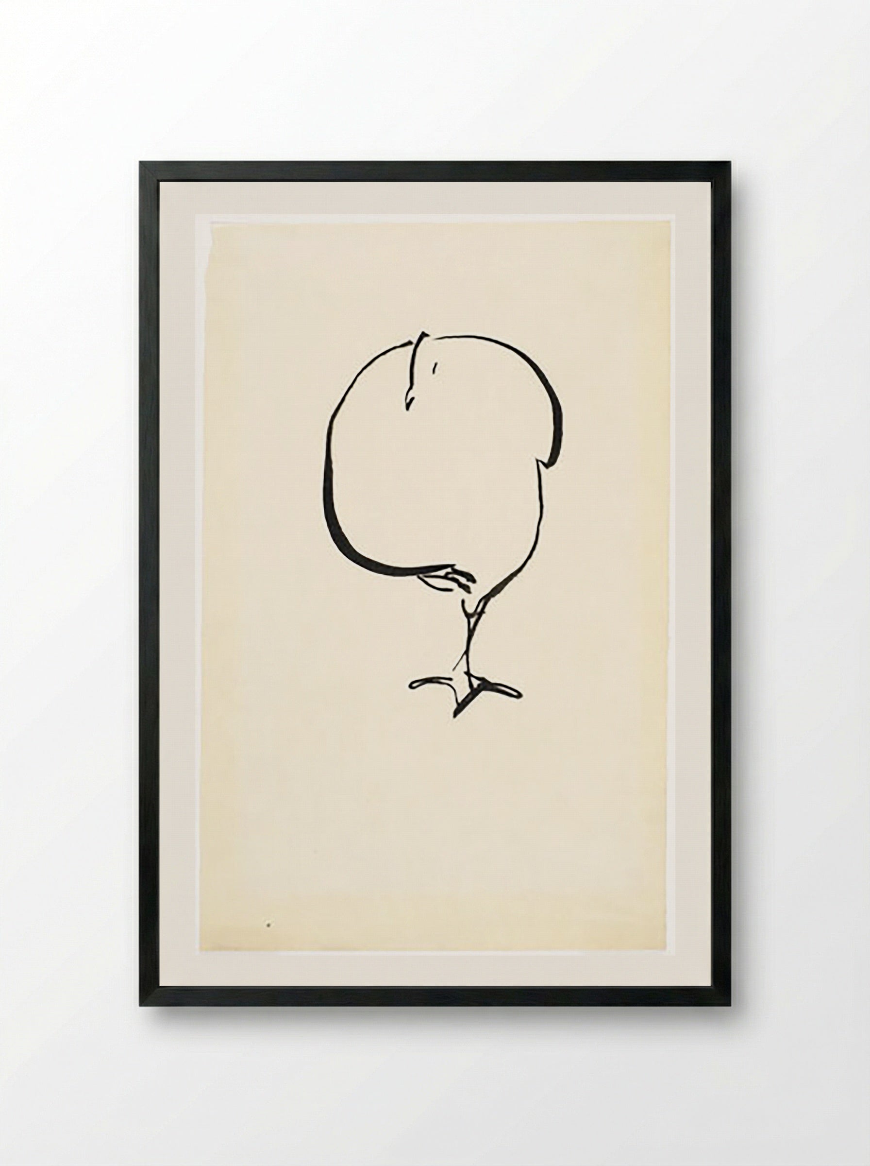 Standing Bird, Front View - Fine Art Print - Framed Print Black