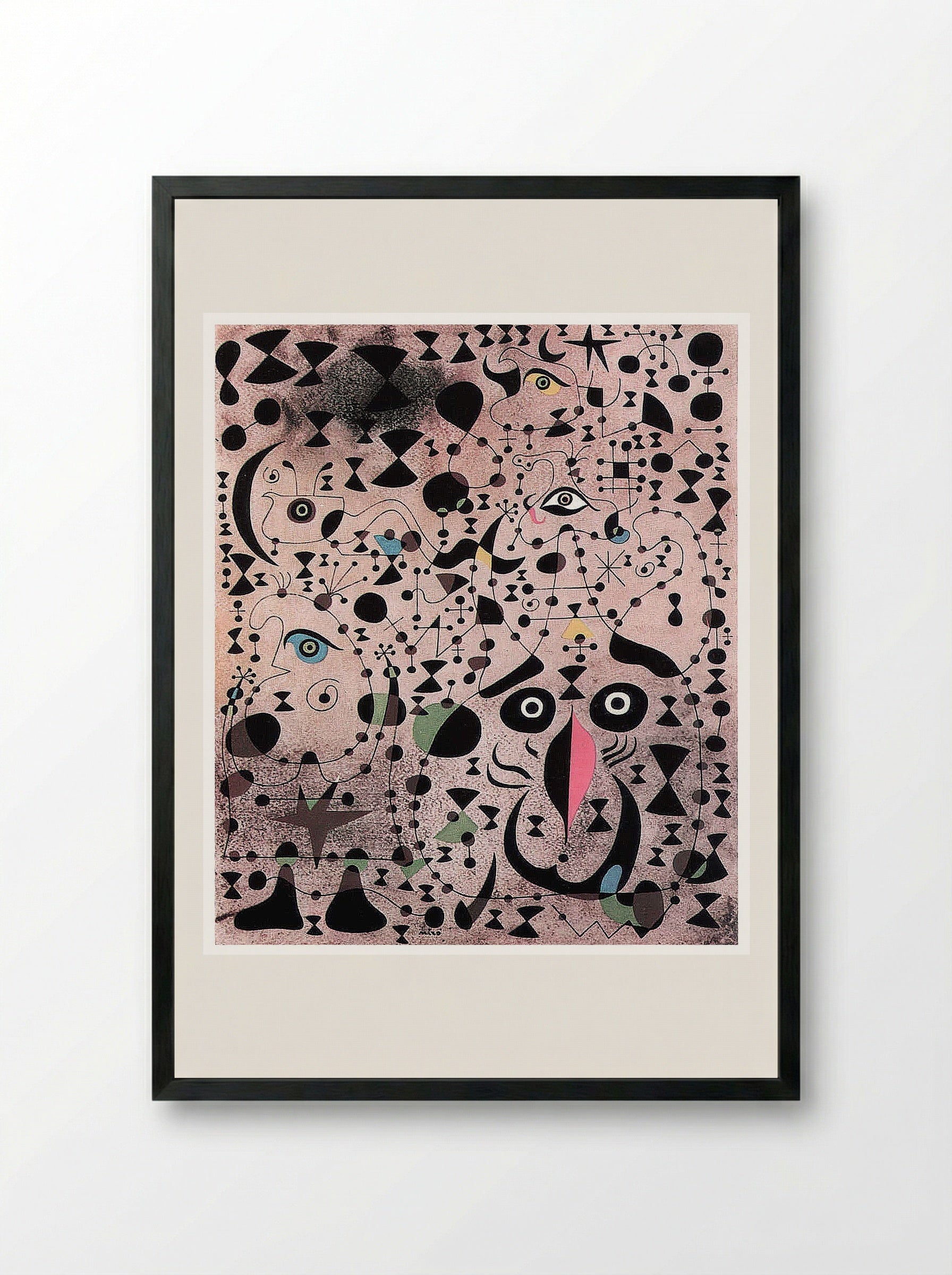 The Beautiful Bird Revealing the Unknown to a Pair of Lovers (from the Constellations series) - Joan Miró - Framed Print Black