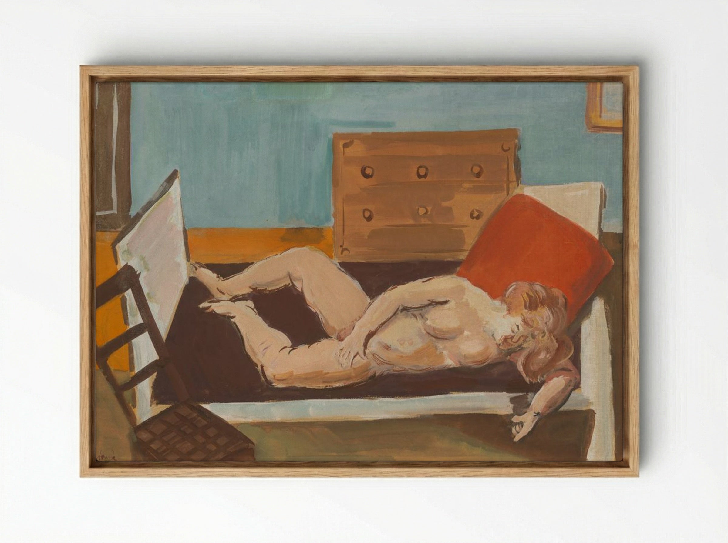 Nude on a Bed - Cyprián Majerník - Framed Canvas Wood