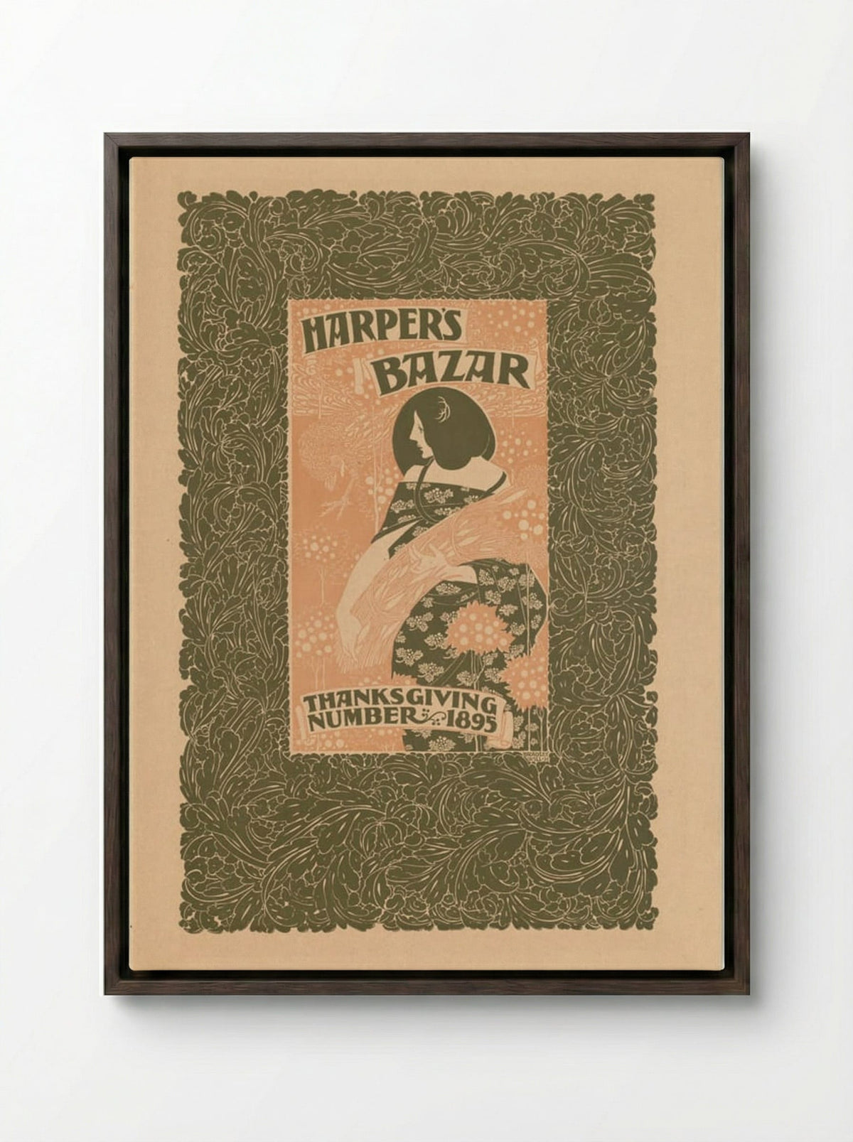 Harper's Bazar, Thanksgiving Number, 1895 - Will H. Bradley - Framed Canvas Dark Wood