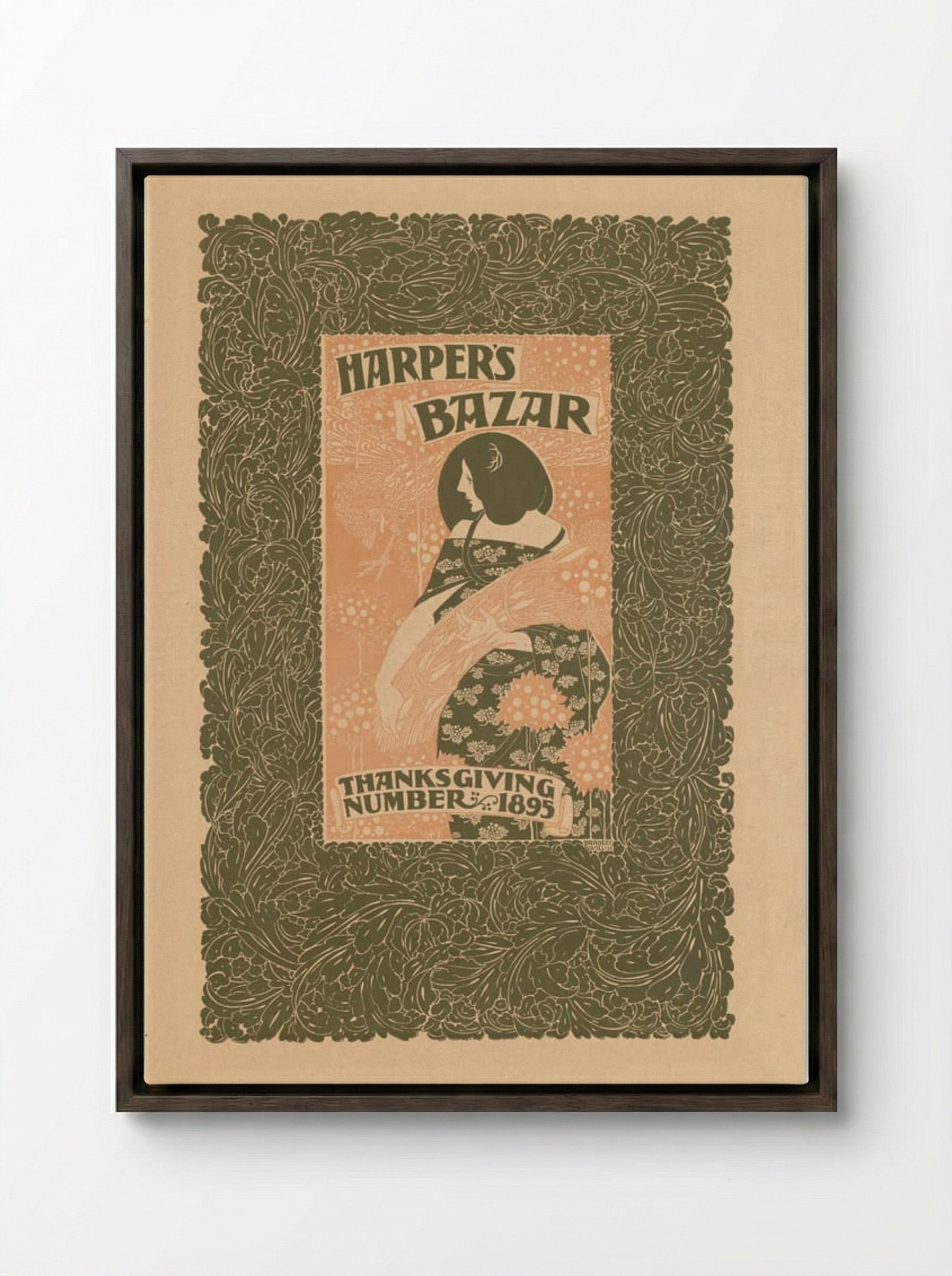 Harper's Bazar, Thanksgiving Number, 1895 - Will H. Bradley - Framed Canvas Dark Wood