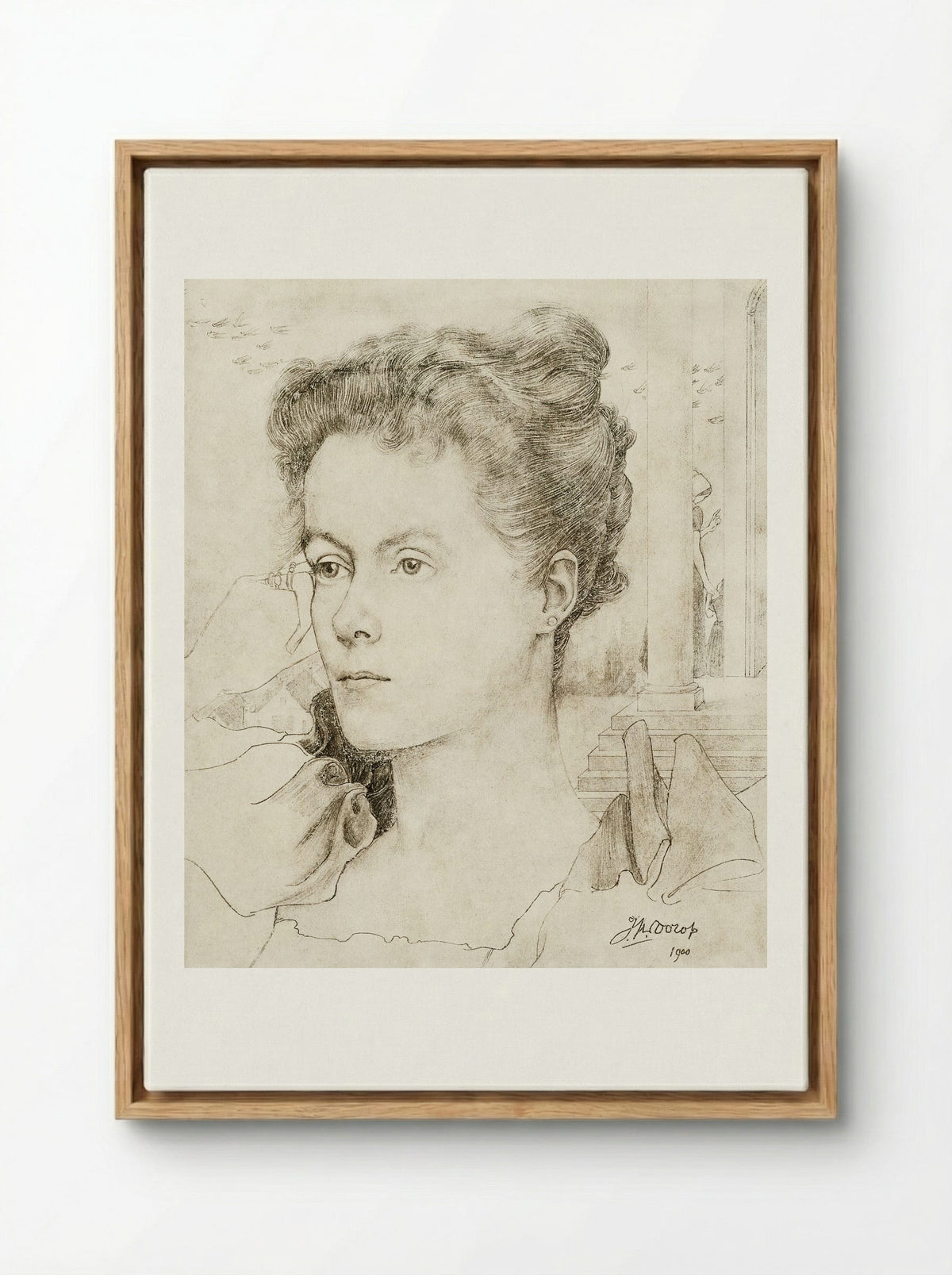 Portrait of Annie Hall or Janet Hall - Jan Toorop - Framed Canvas Wood