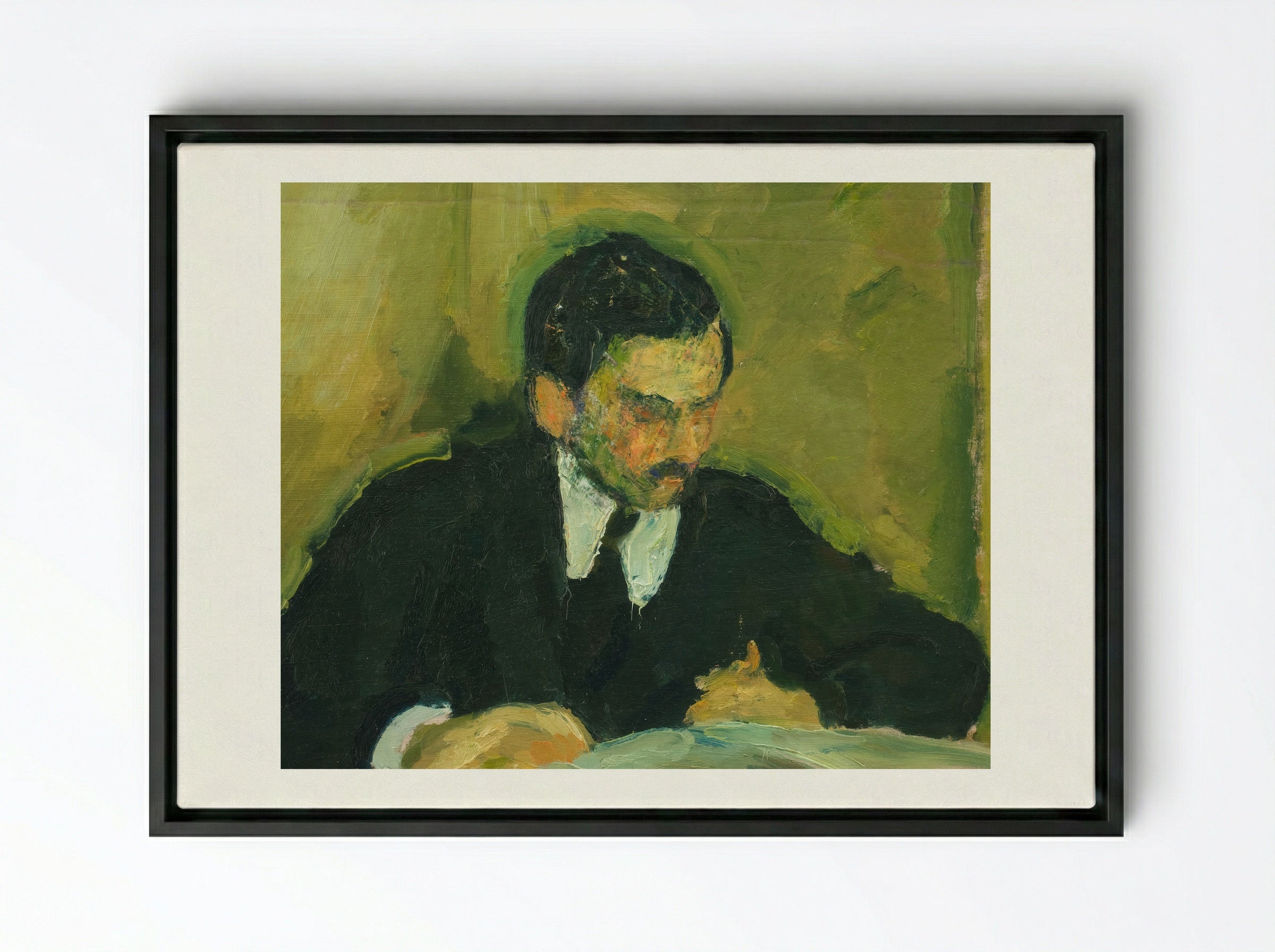 The Painter Ernst Goldschmidt Reading - Harald Giersing - Framed Canvas Black