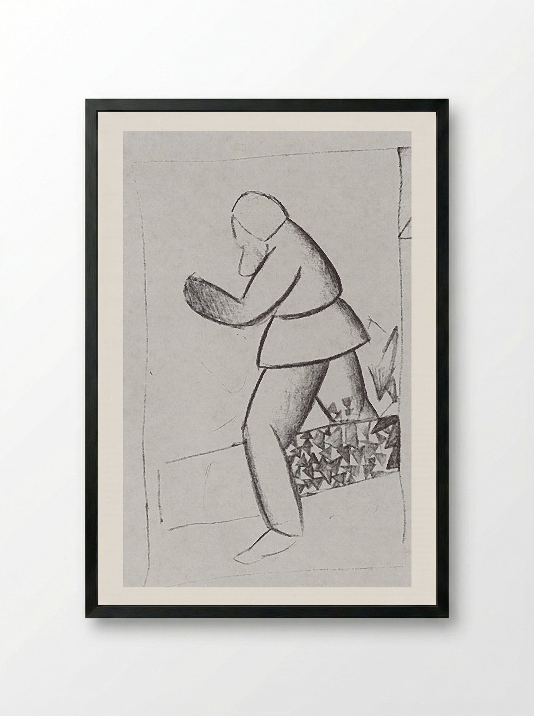Sketch of a Carpenter - Fine Art Print - Framed Print Black