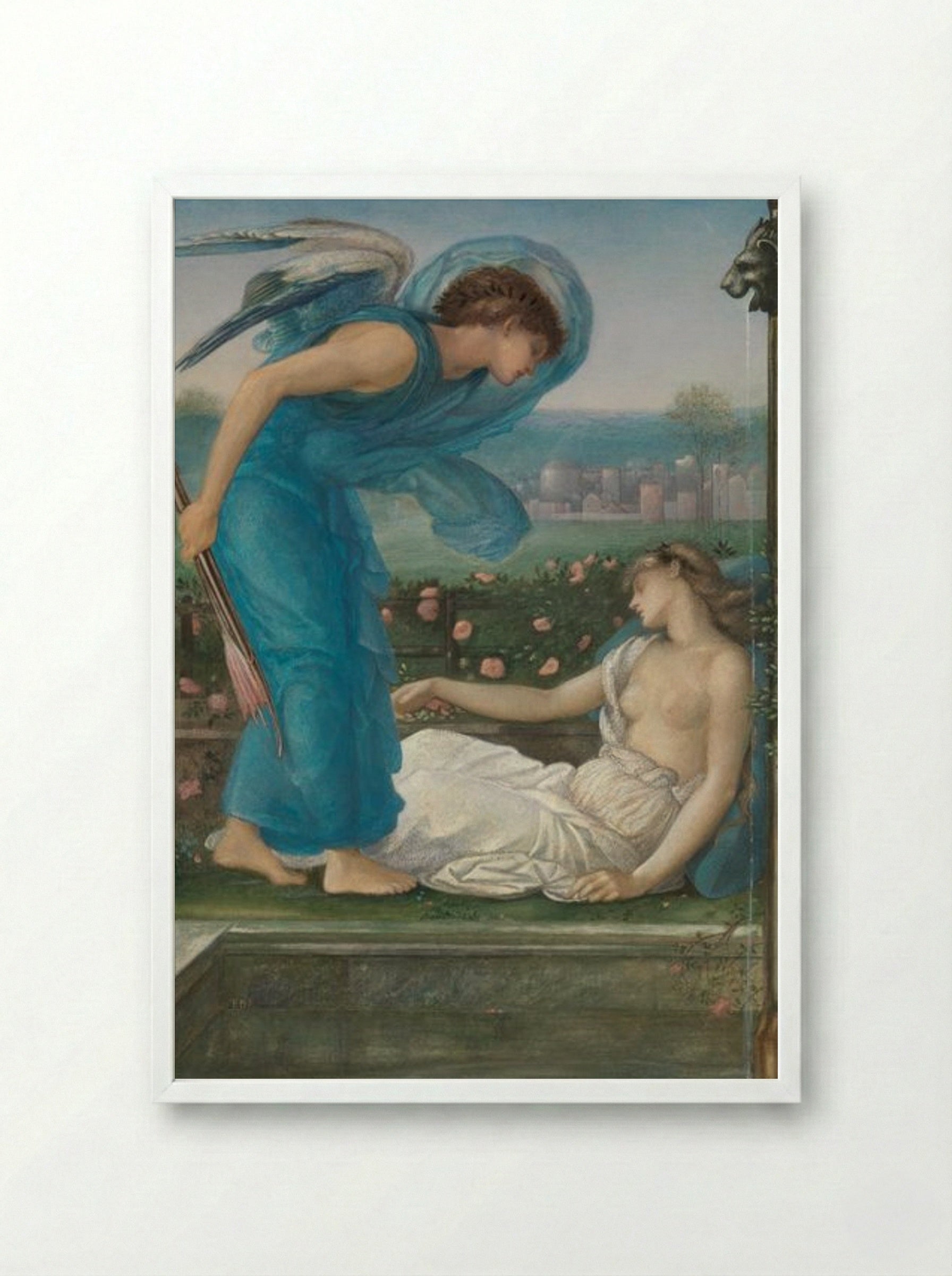 Cupid and Psyche - Edward Burne-Jones - Framed Print White