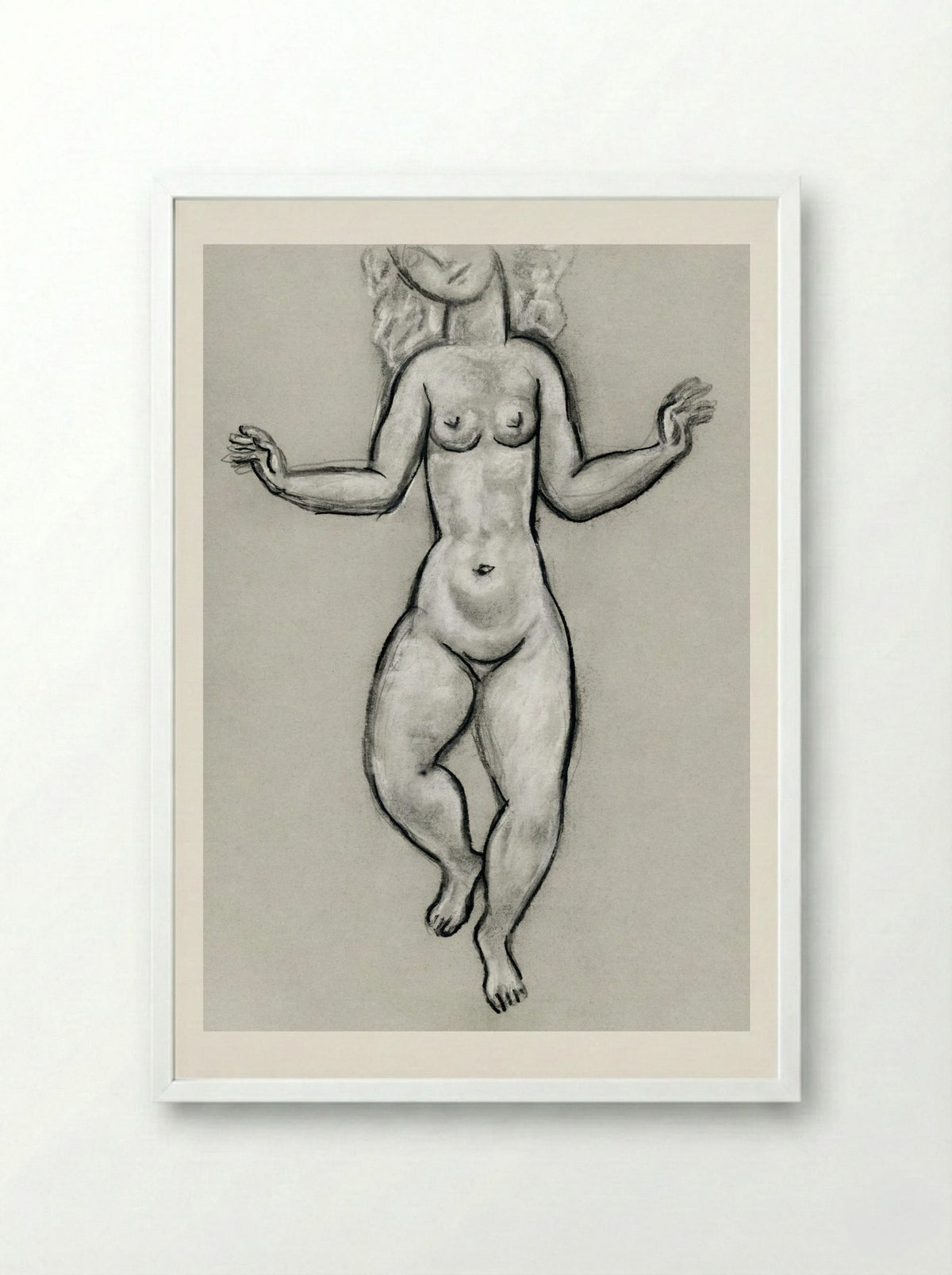 Dancing Naked Woman - Leo Gestel - Framed Print White