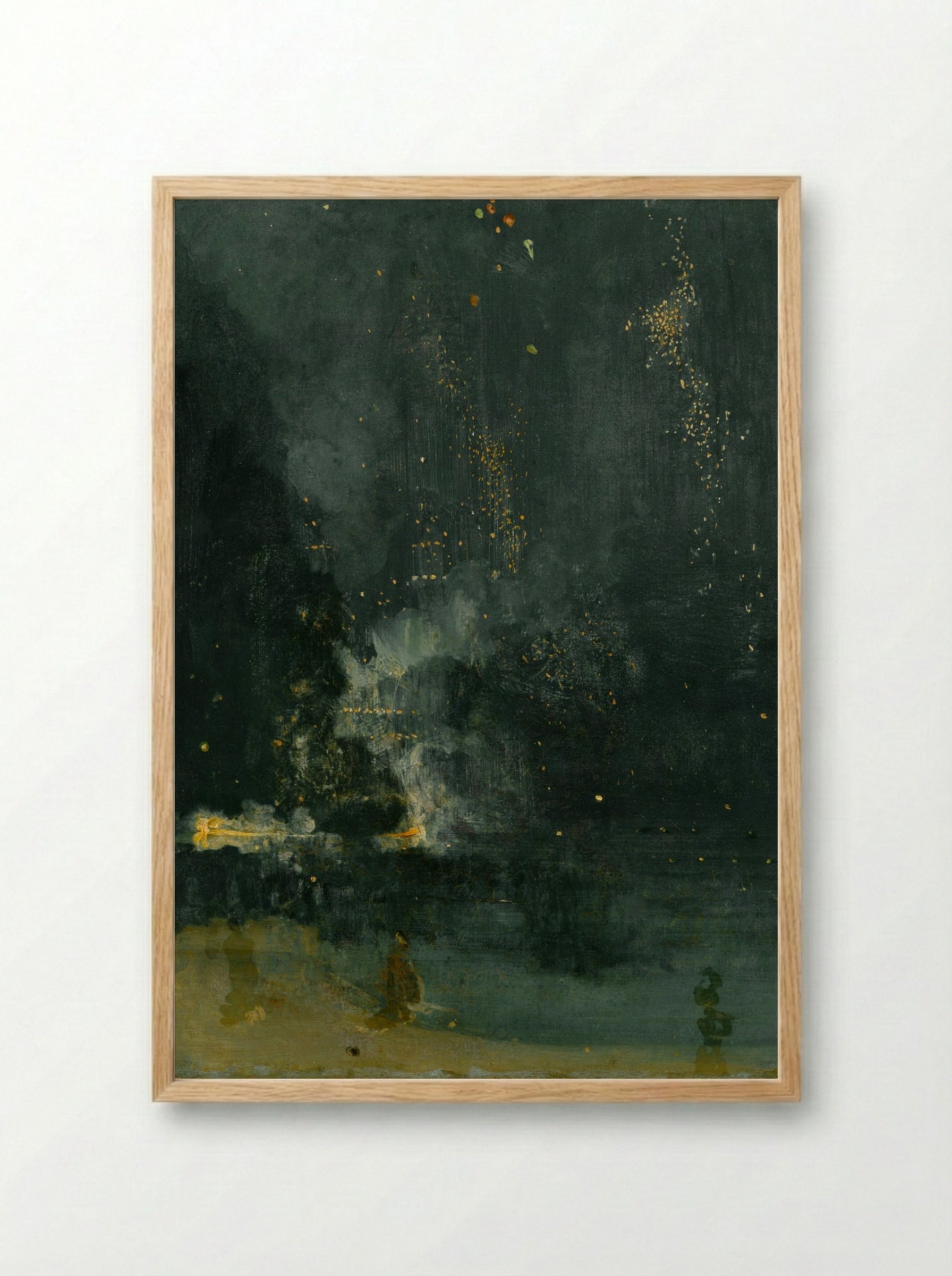 Nocturne in Black and Gold: The Falling Rocket - James McNeill Whistler - Framed Print Wood