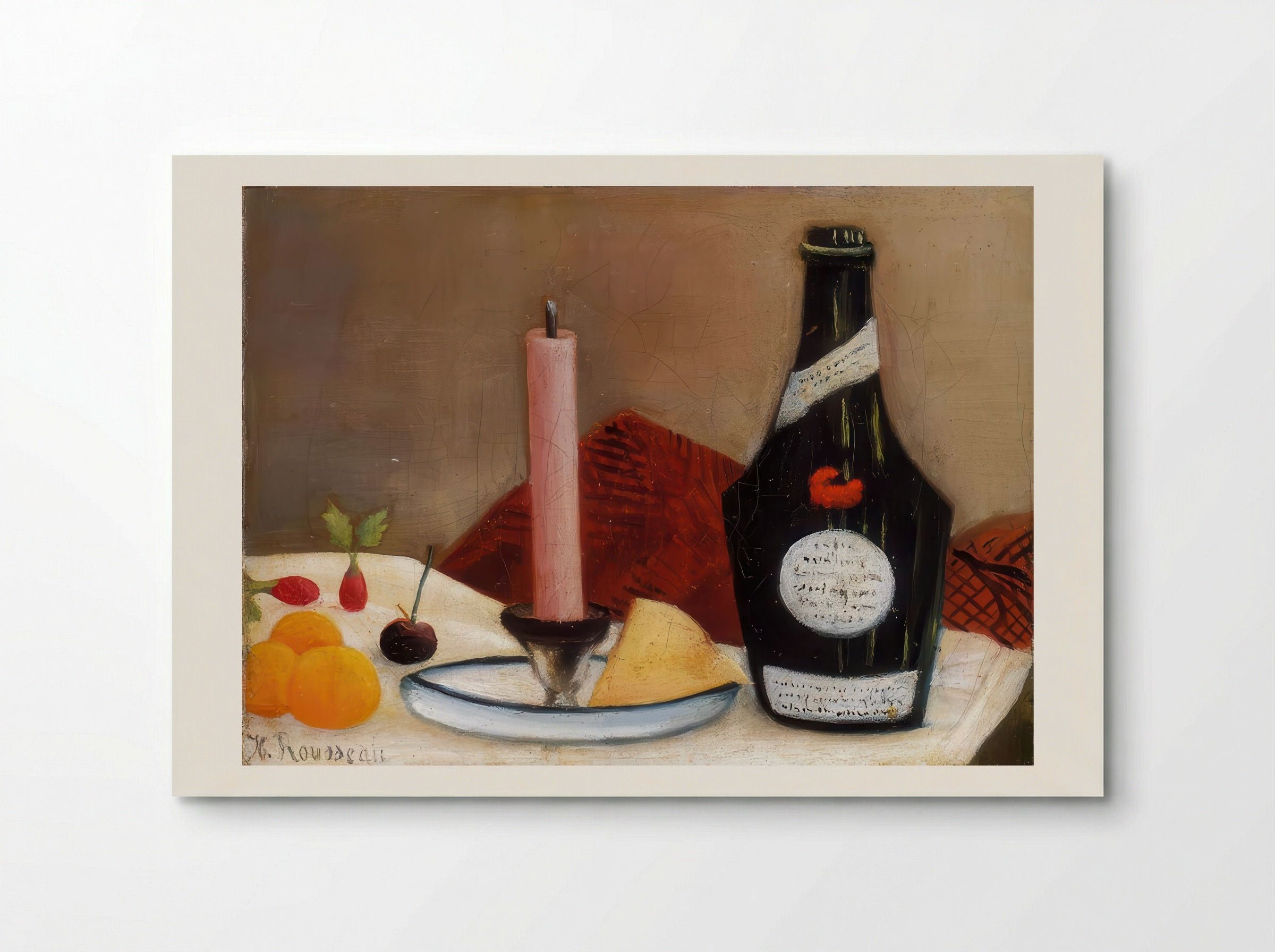 The Pink Candle by Henri Rousseau – Naïve Art Still Life Print - Poster