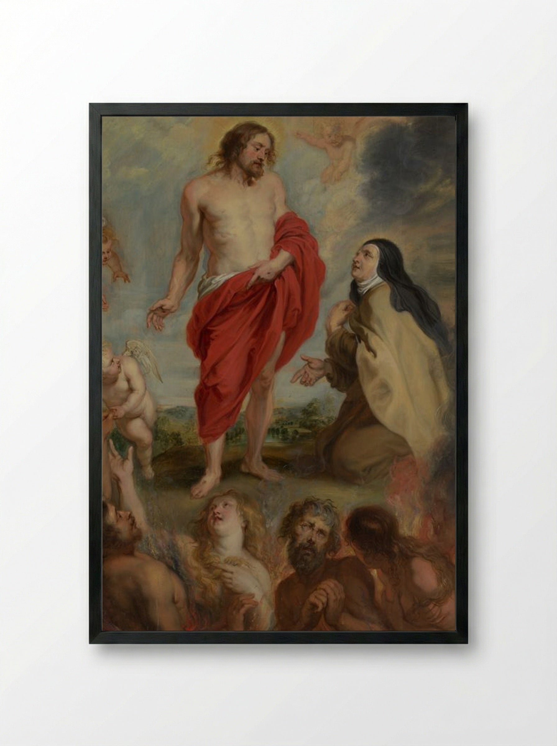 Saint Teresa of Ávila Interceding for Souls in Purgatory - Peter Paul Rubens - Framed Print Black