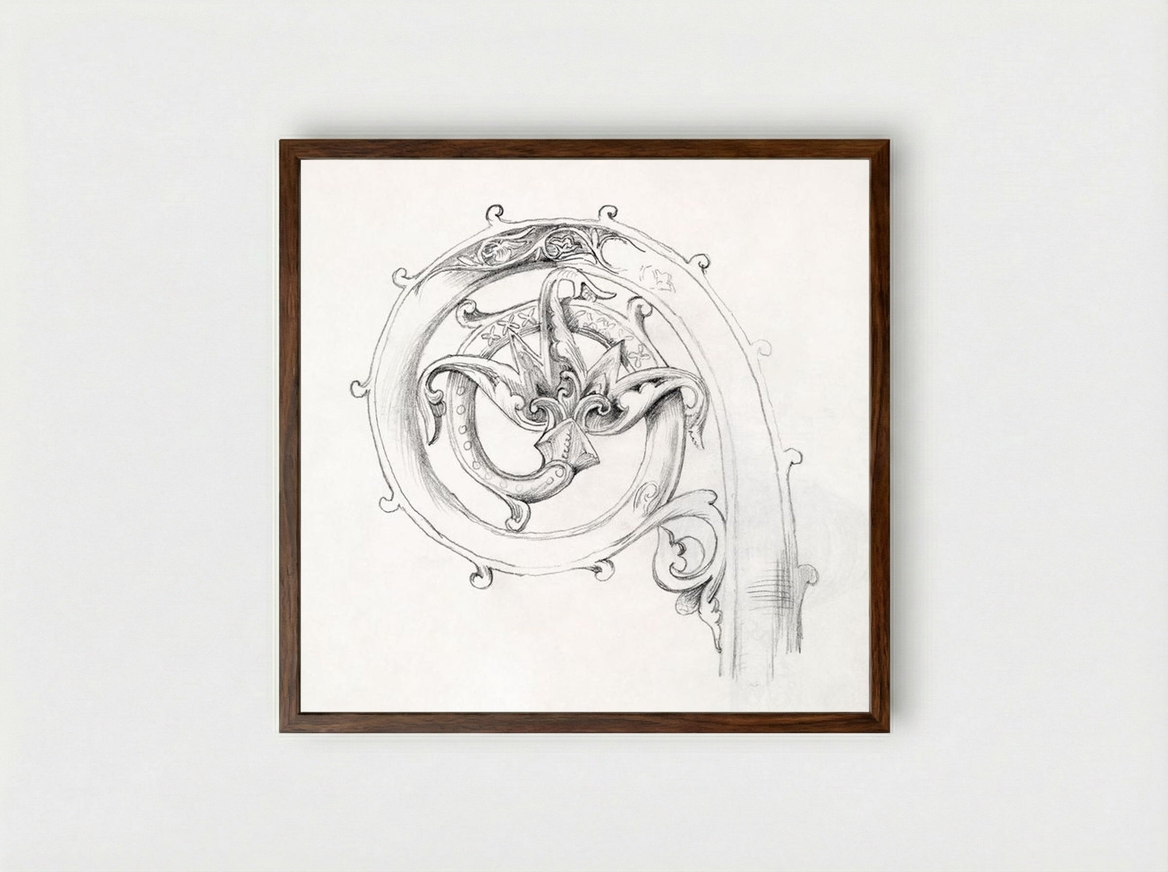 Sketch of Byzantine Ornament - Edward Burne-Jones - Framed Print Dark Wood