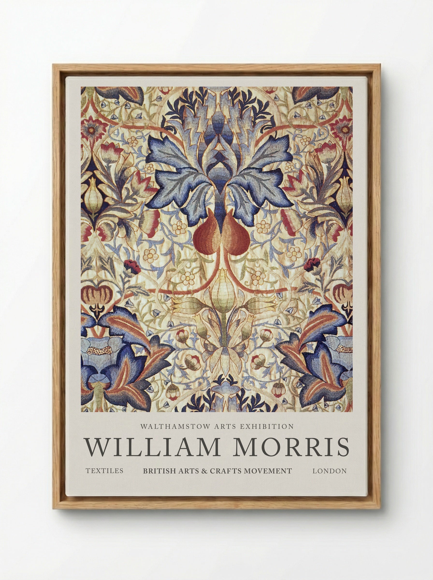 Acanthus Embroidered Panel - William Morris - Framed Canvas Wood