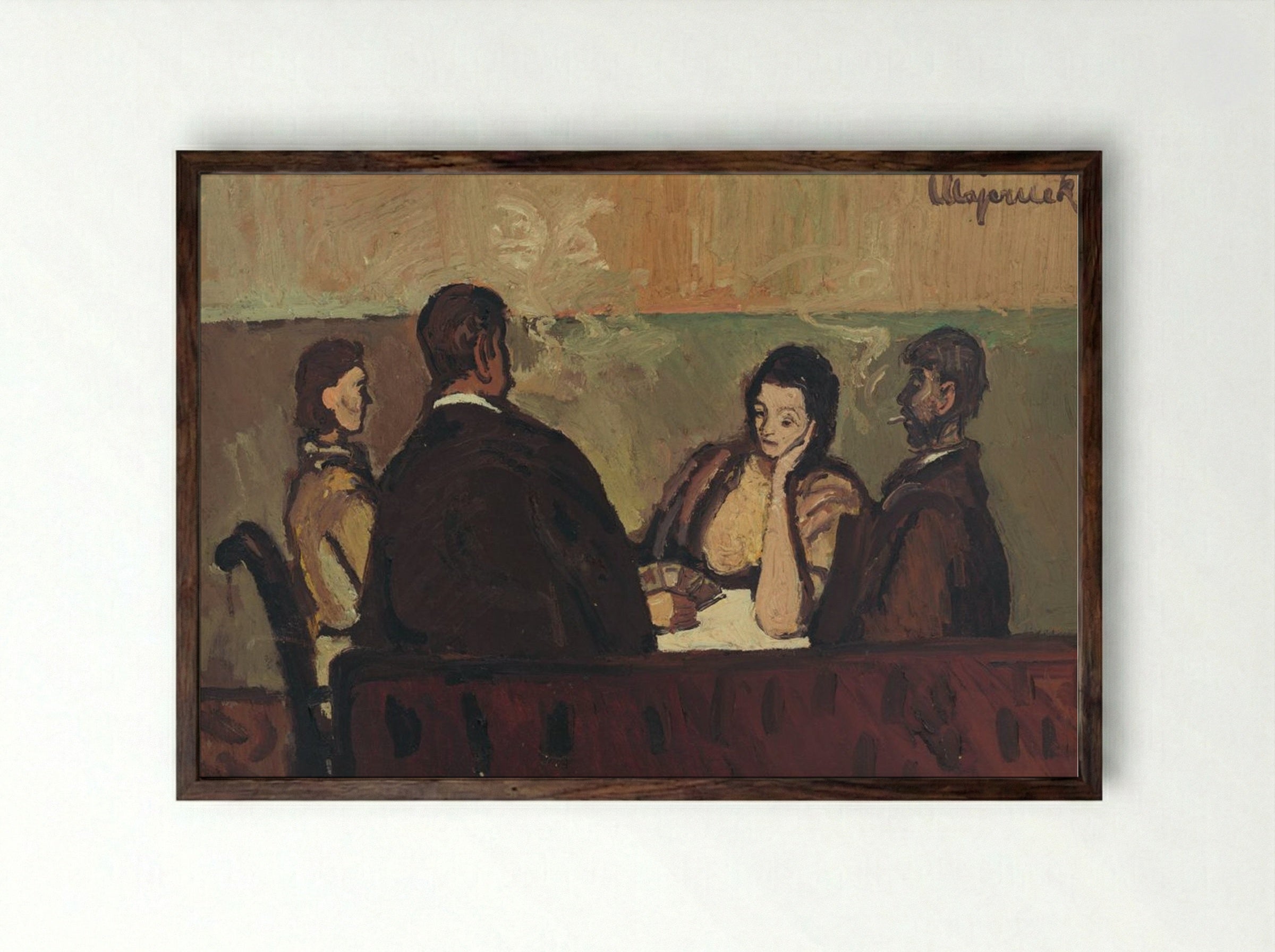 Card Players - Cyprián Majerník - Framed Print Dark Wood