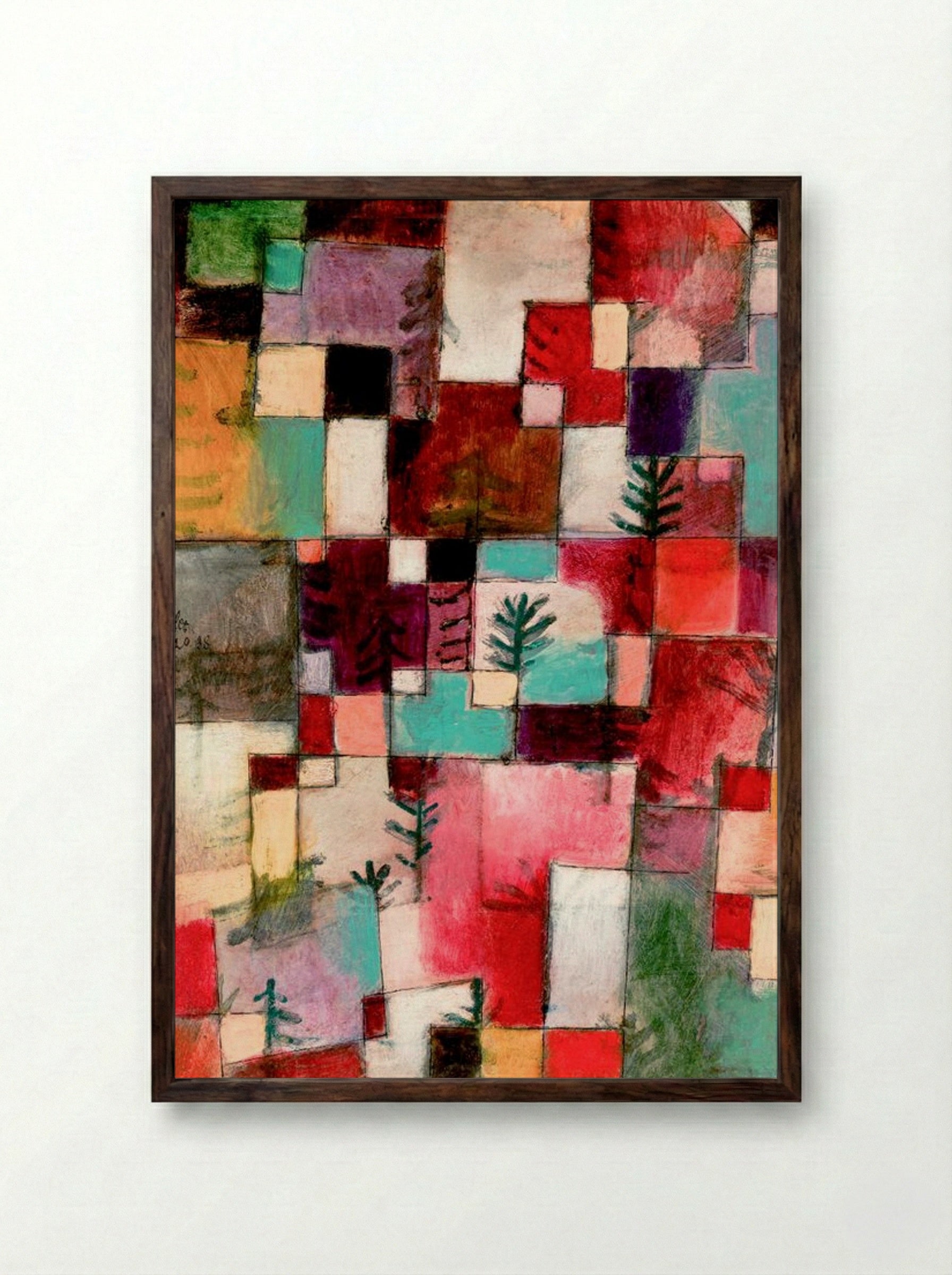 Red, Green and Violet-Yellow Rhythms - Paul Klee - Framed Print Dark Wood