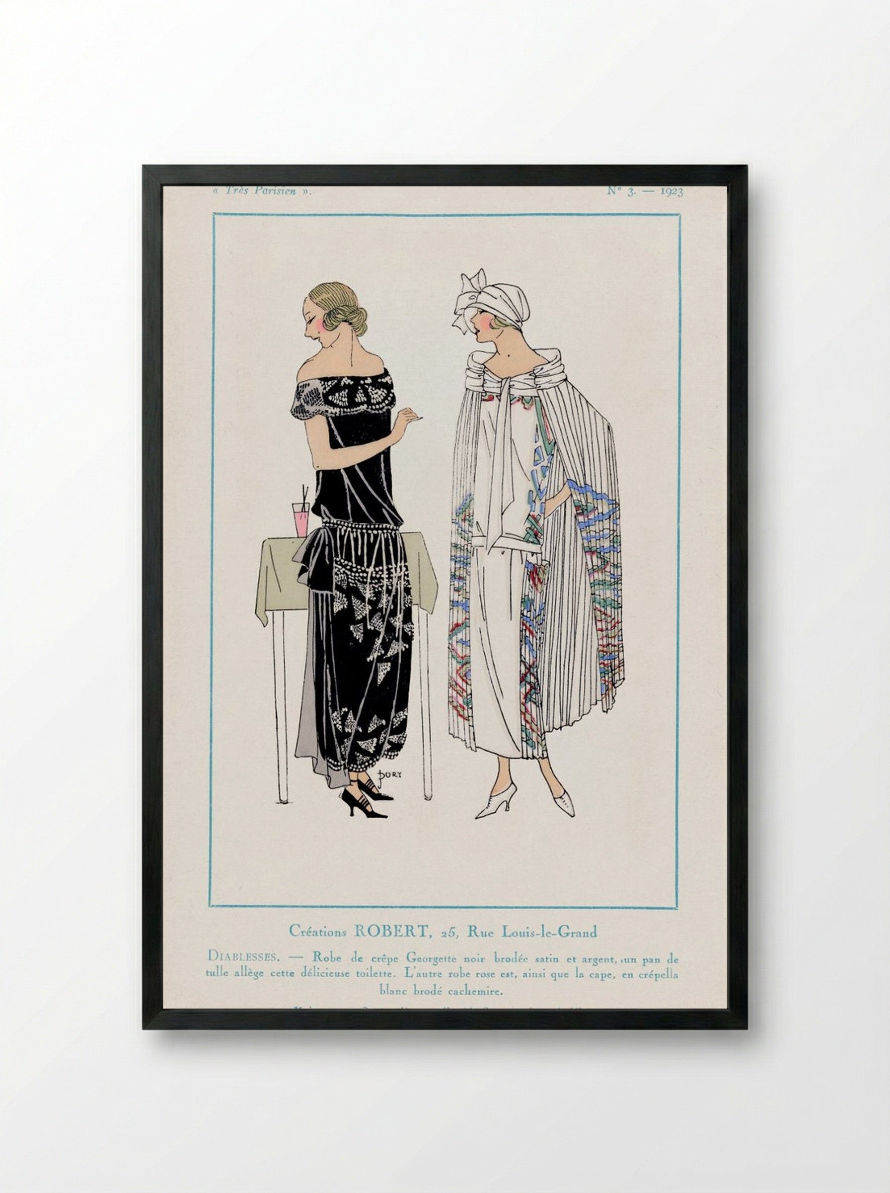 Fashion Plate from Très Parisien, No. 3 - Georges Dory - Framed Print Black