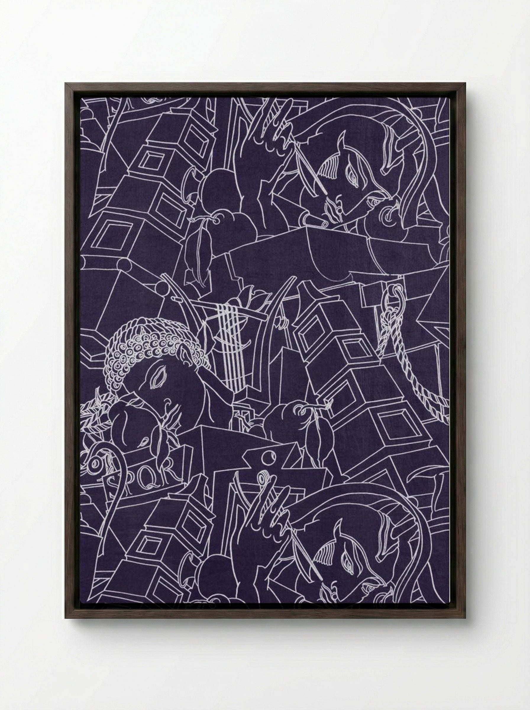 SPQR (Textile Design) - Victor Proetz - Framed Canvas Dark Wood