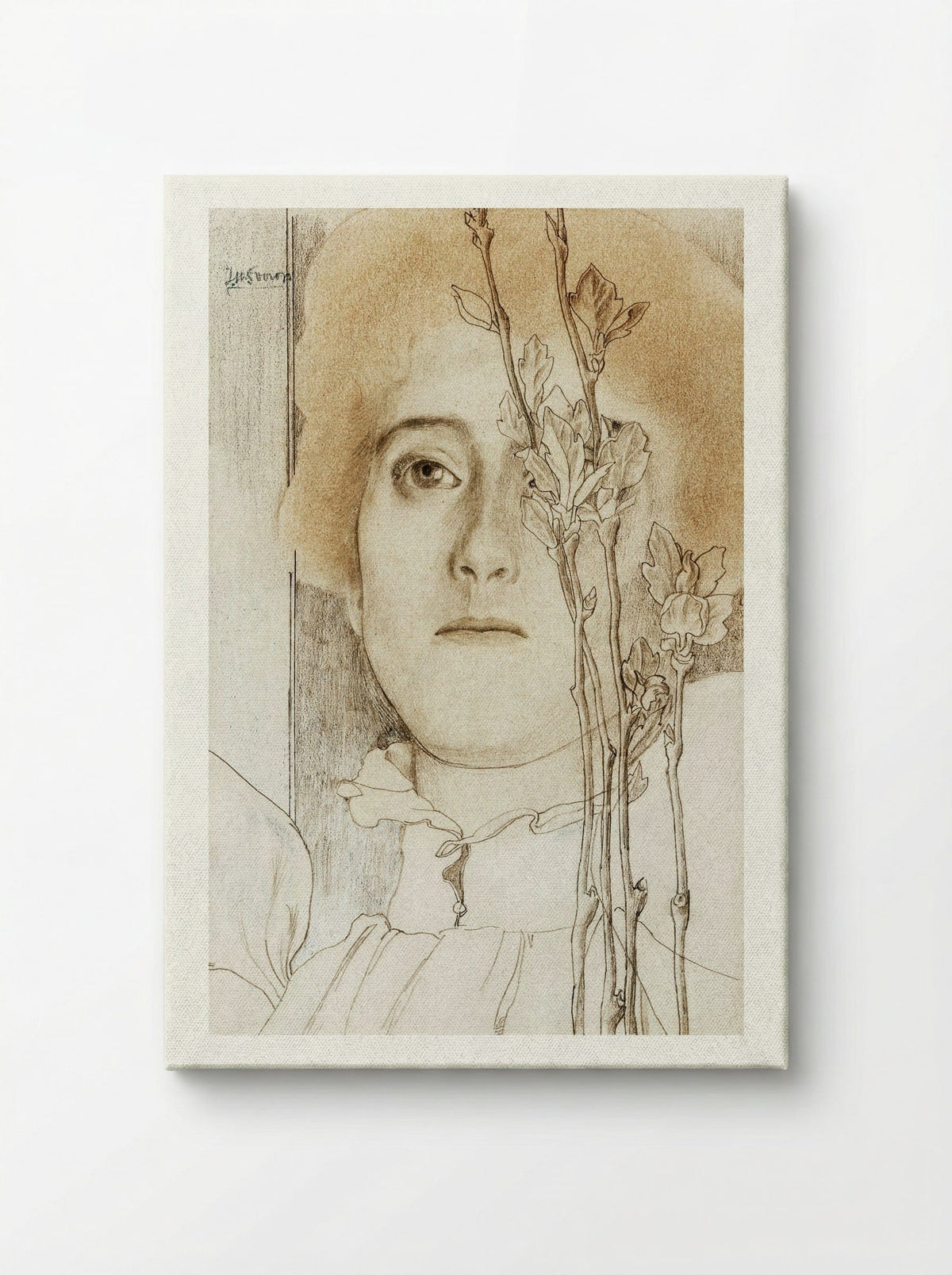 Portrait of an Unknown Woman with Flowering Branch - Jan Toorop - Canvas