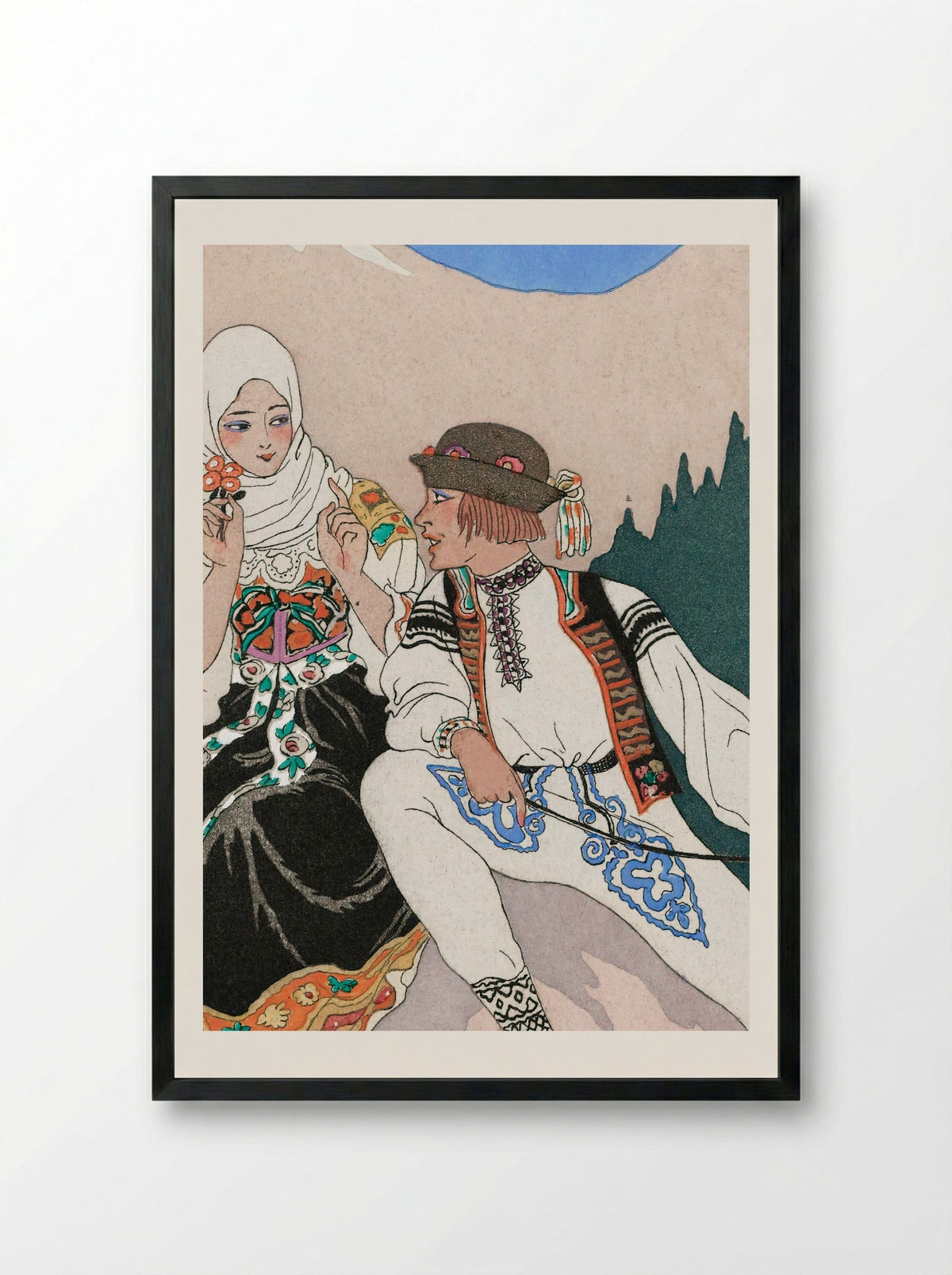 Le Langage des Fleurs - George Barbier - Framed Print Black