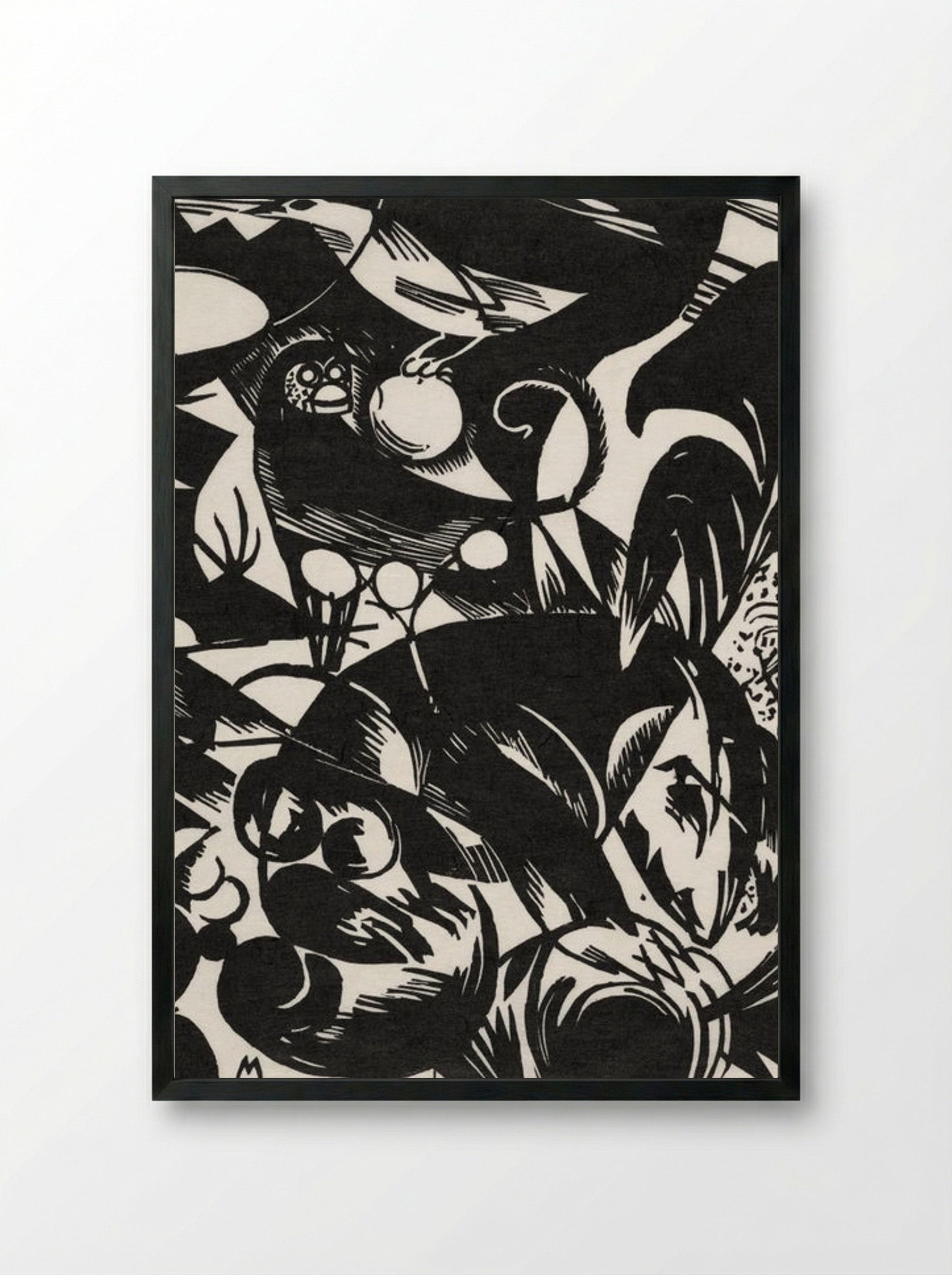 Birds and Fruit - Franz Marc - Framed Print Black