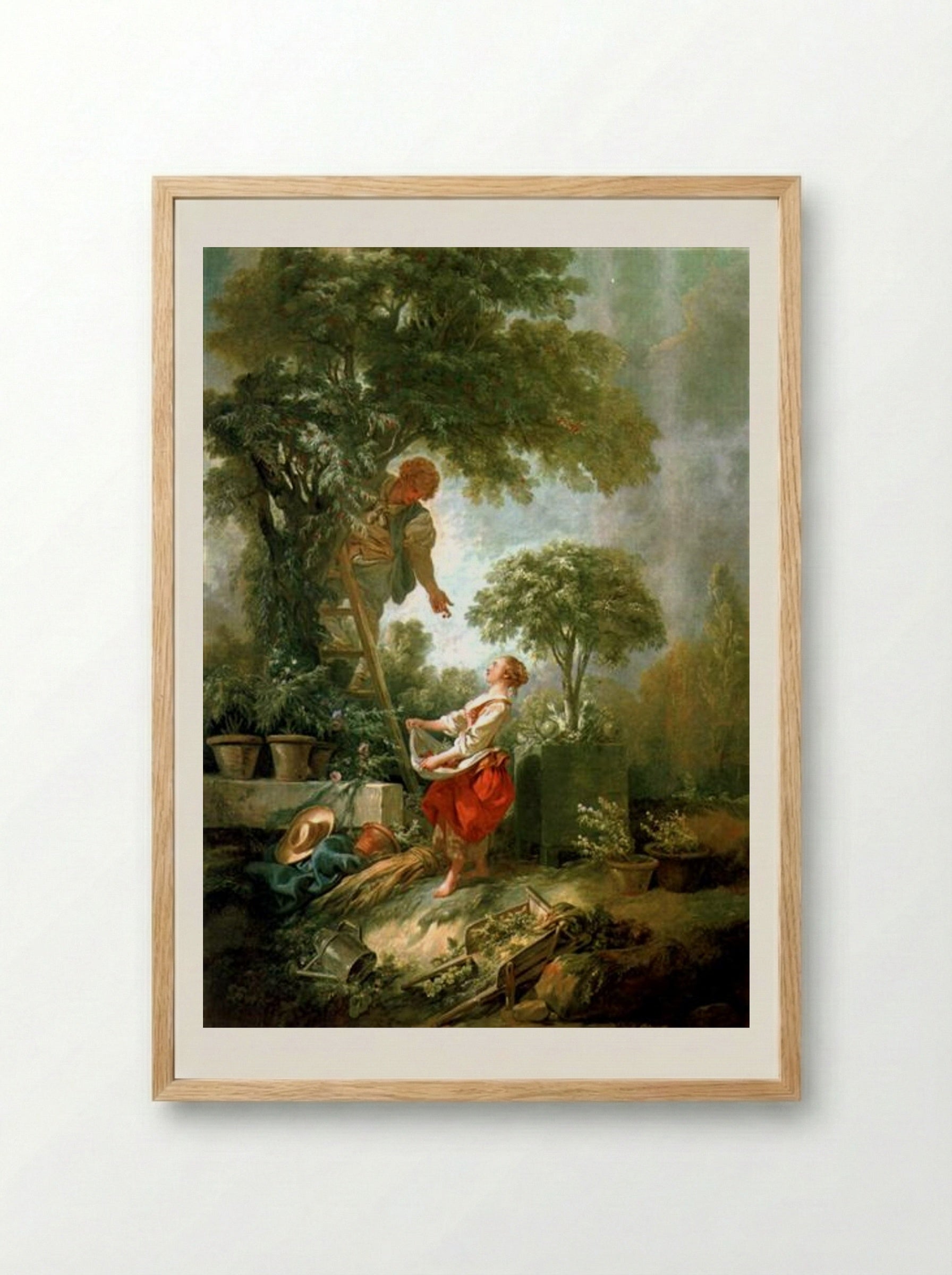 Landscape with Cherry Picker - François Boucher - Framed Print Wood