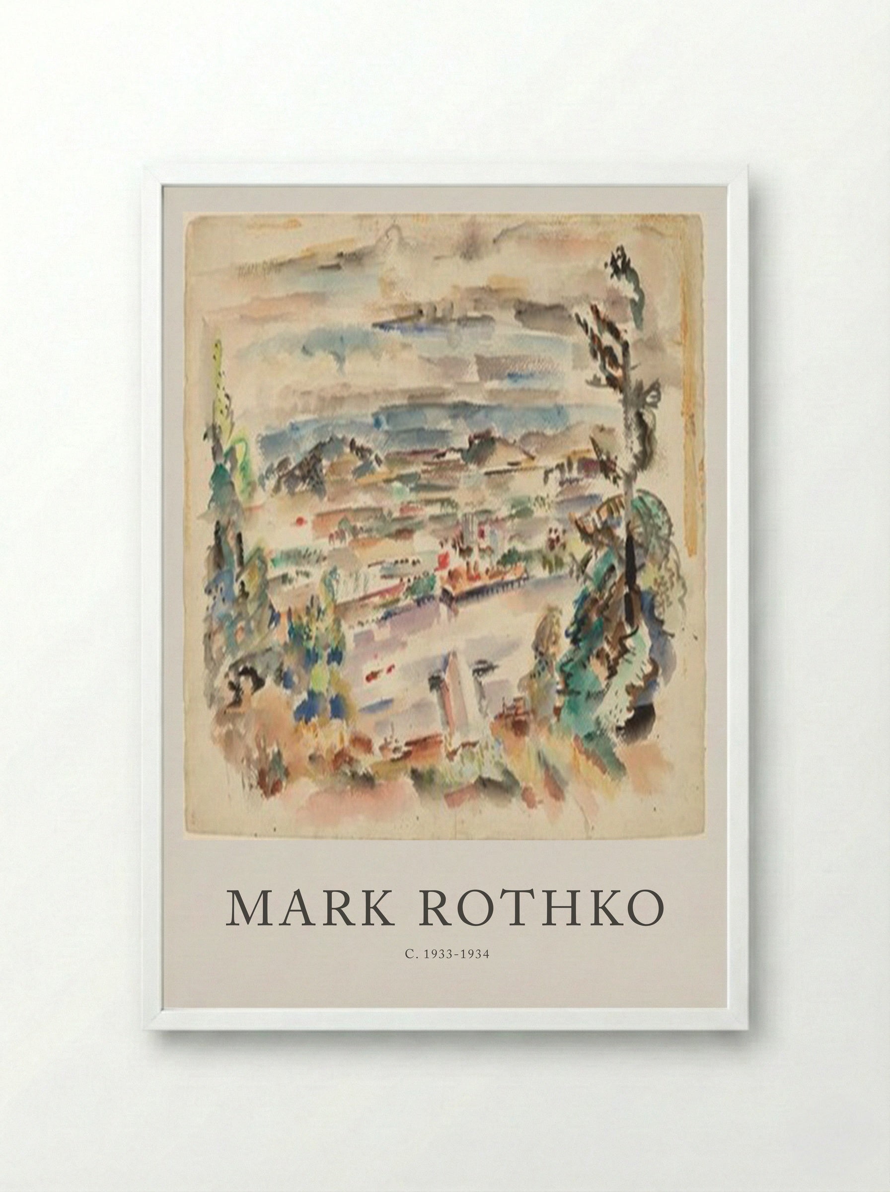 Untitled (Coastal Landscape, Watercolour) - Mark Rothko - Framed Print White
