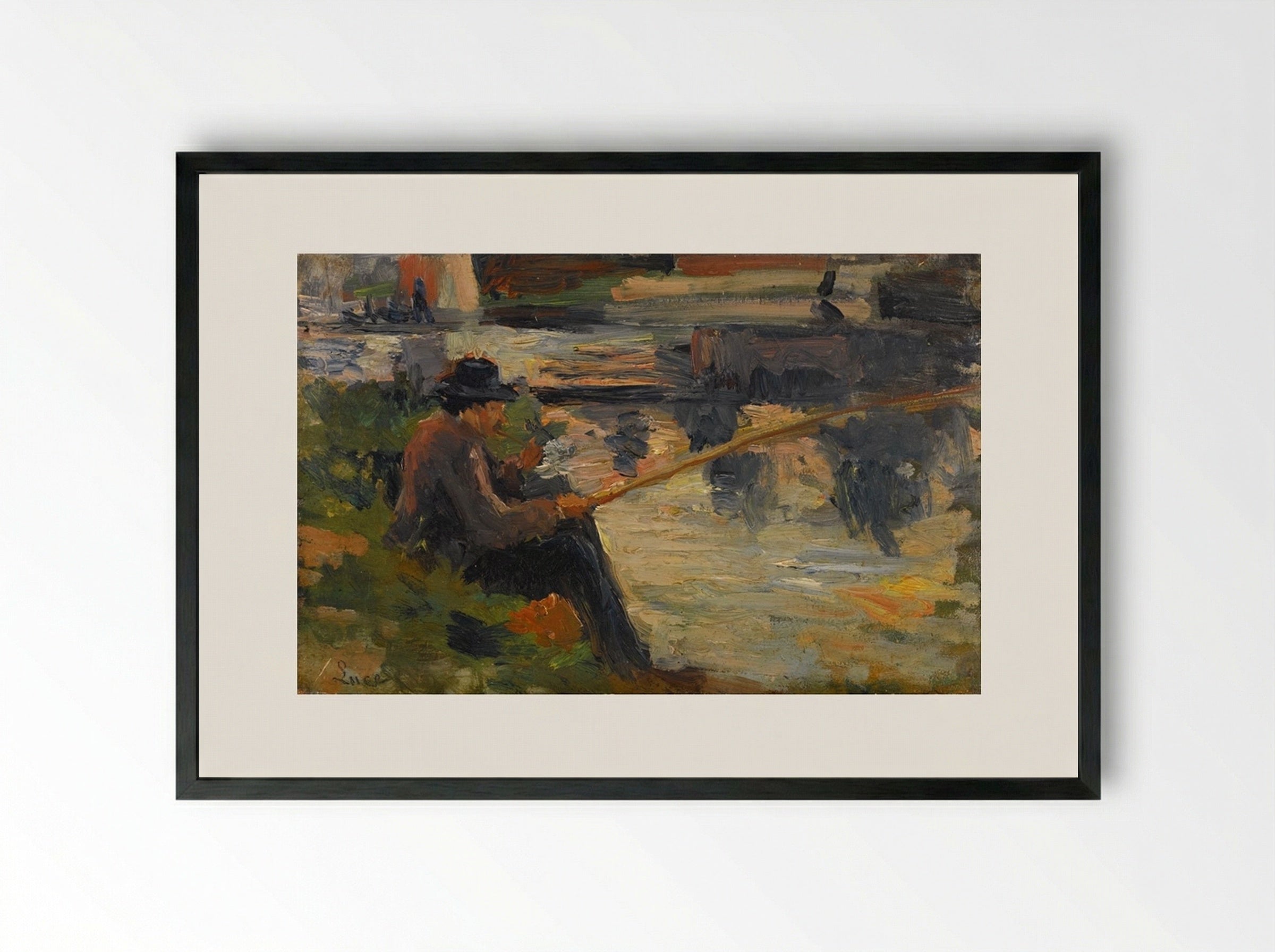 Parizelle À La Pêche Au Bas Meudon - Maximilien Luce - Framed Print Black
