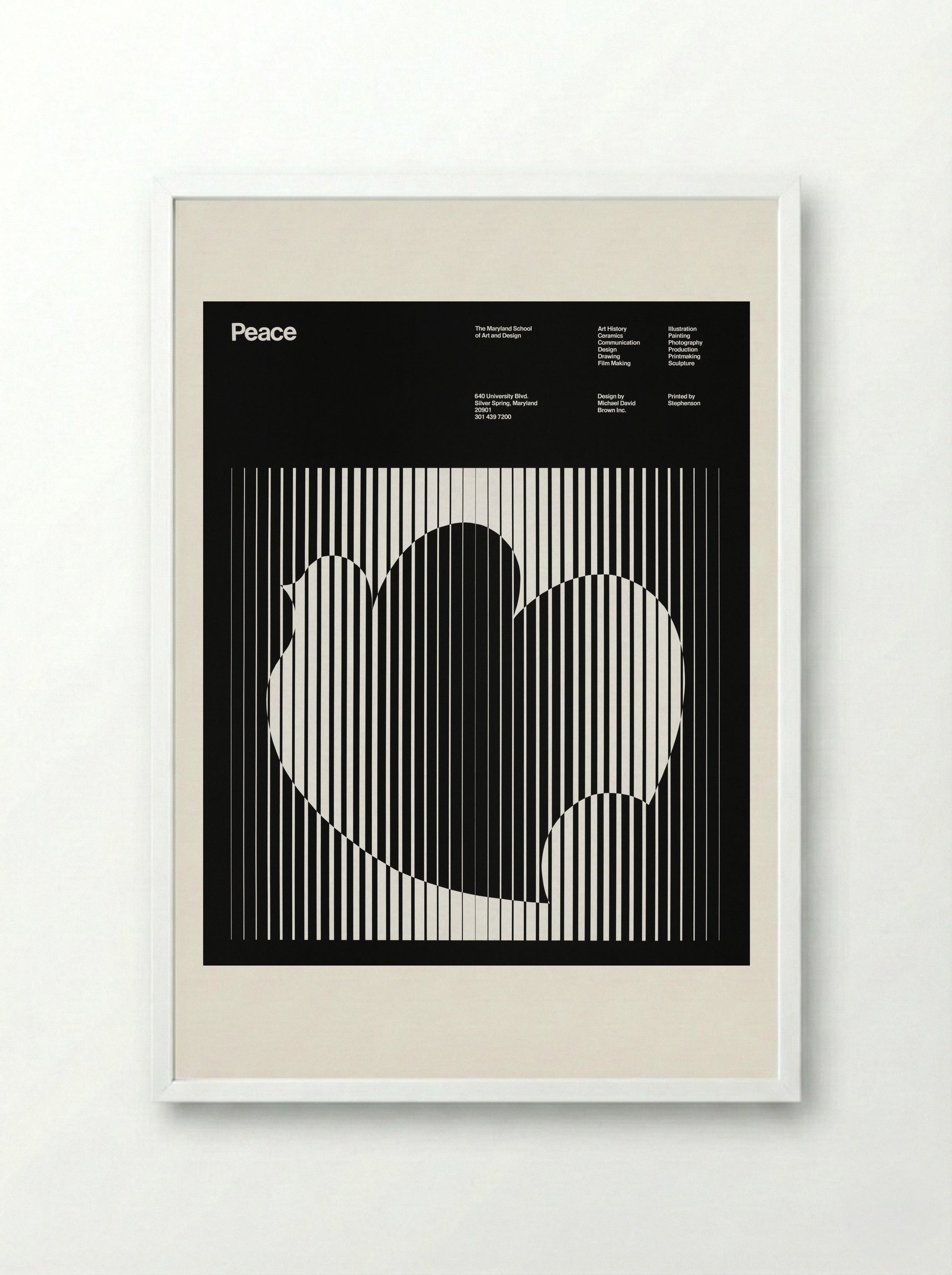 Peace (Maryland School of Art and Design Poster) - Michael David Brown - Framed Print White