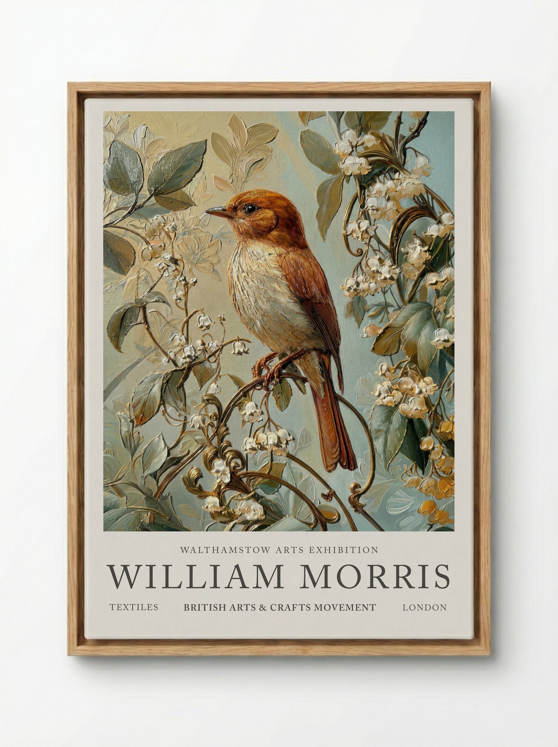 Nightingale Melody - William Morris - Framed Canvas Wood